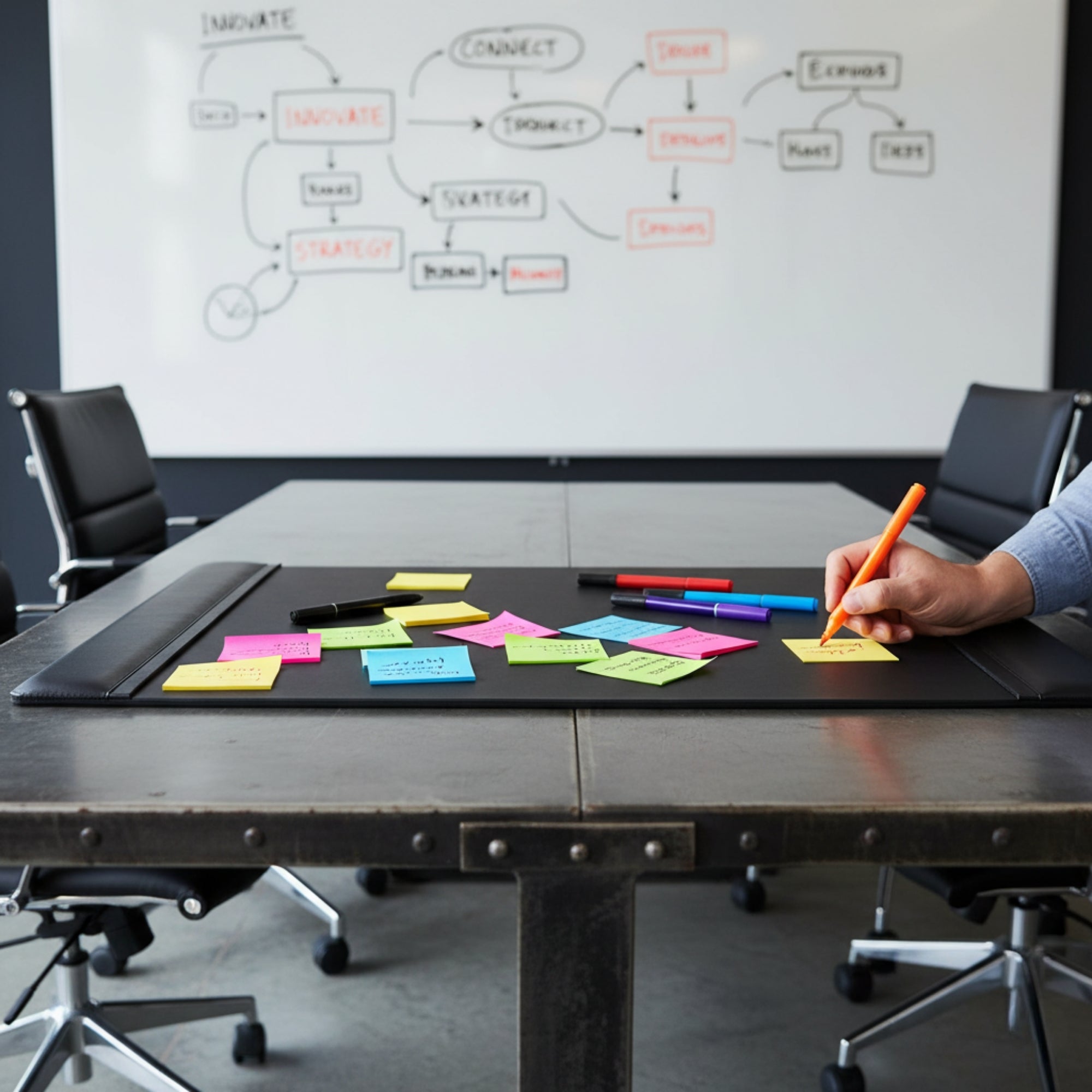 Black Leather 38" x 24" Side-Rail Desk Pad