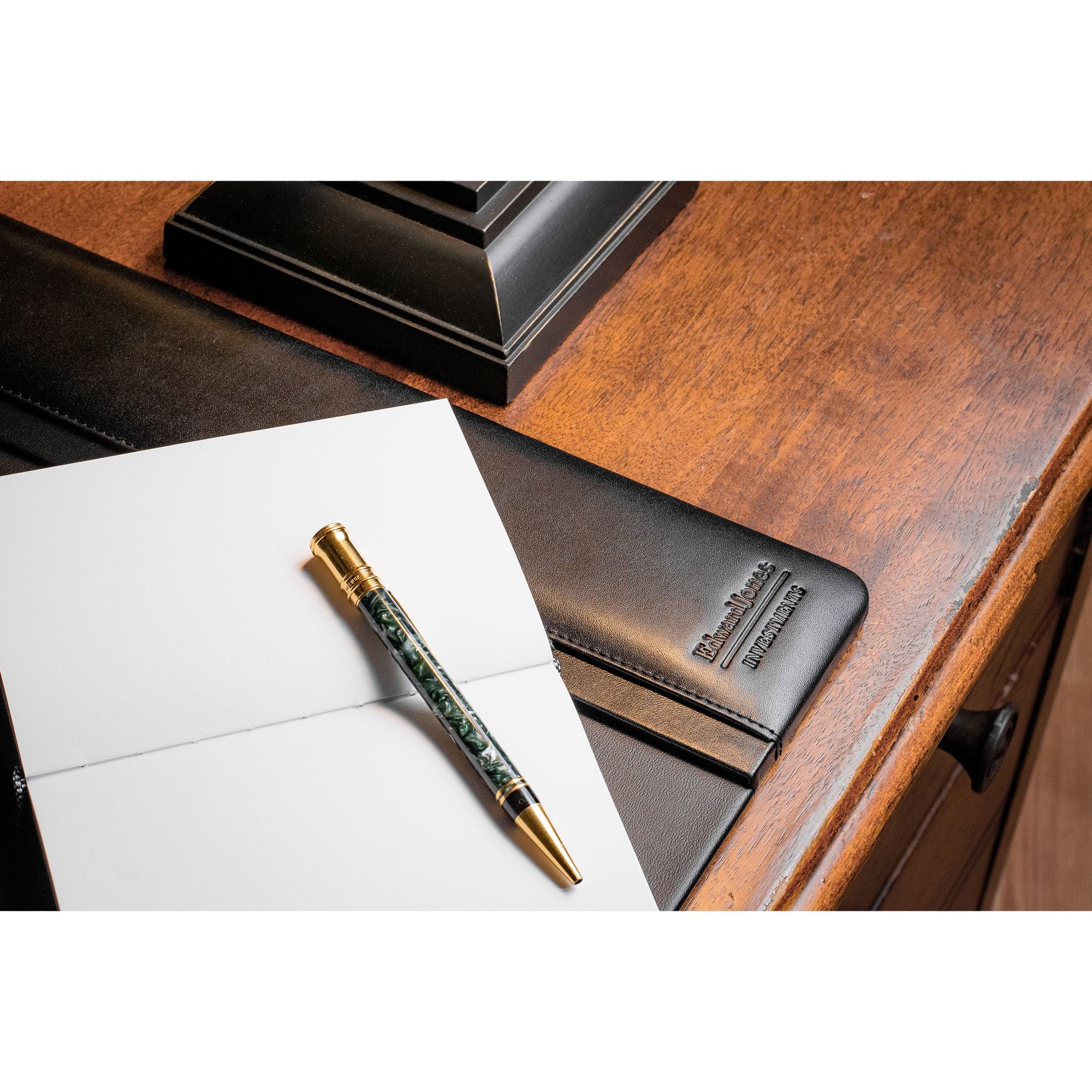 Black Leather 22" x 14" Side-Rail Desk Pad
