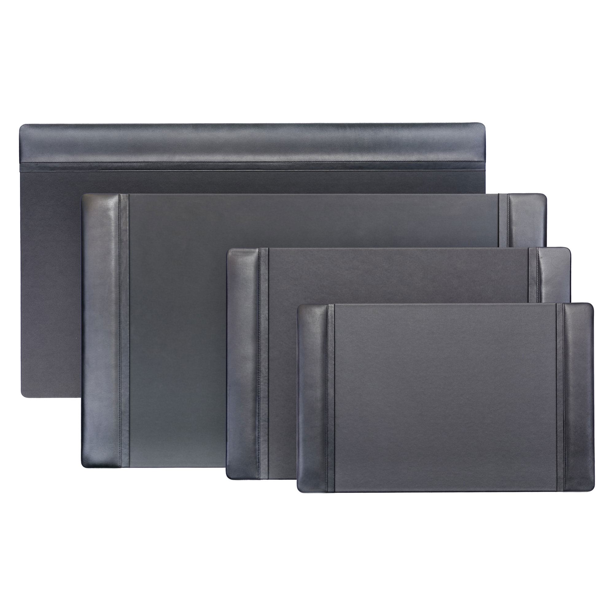 Black Leather 22" x 14" Side-Rail Desk Pad