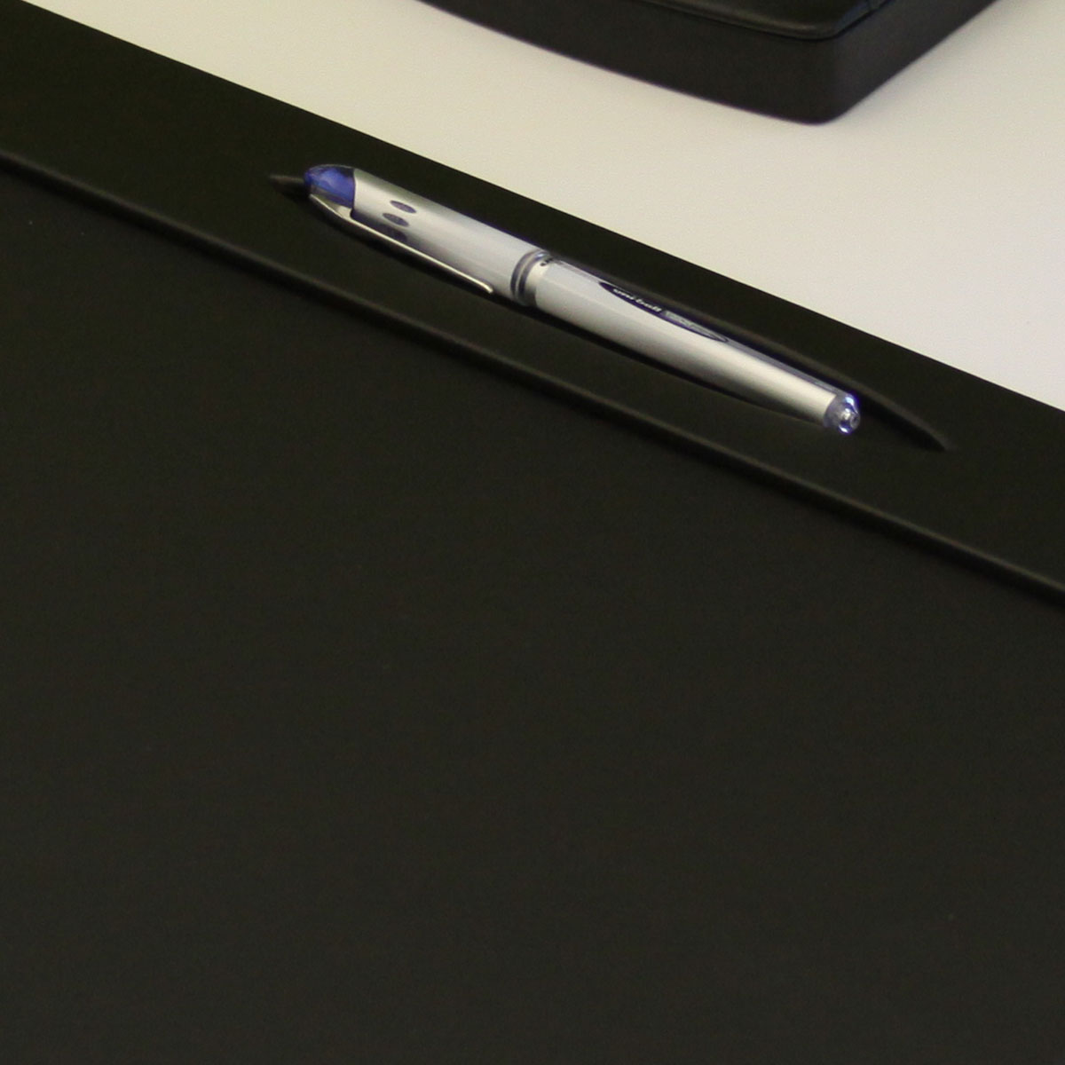 Black Leatherette Conference Pad with Top-Rail Pen Well, 17 x 14