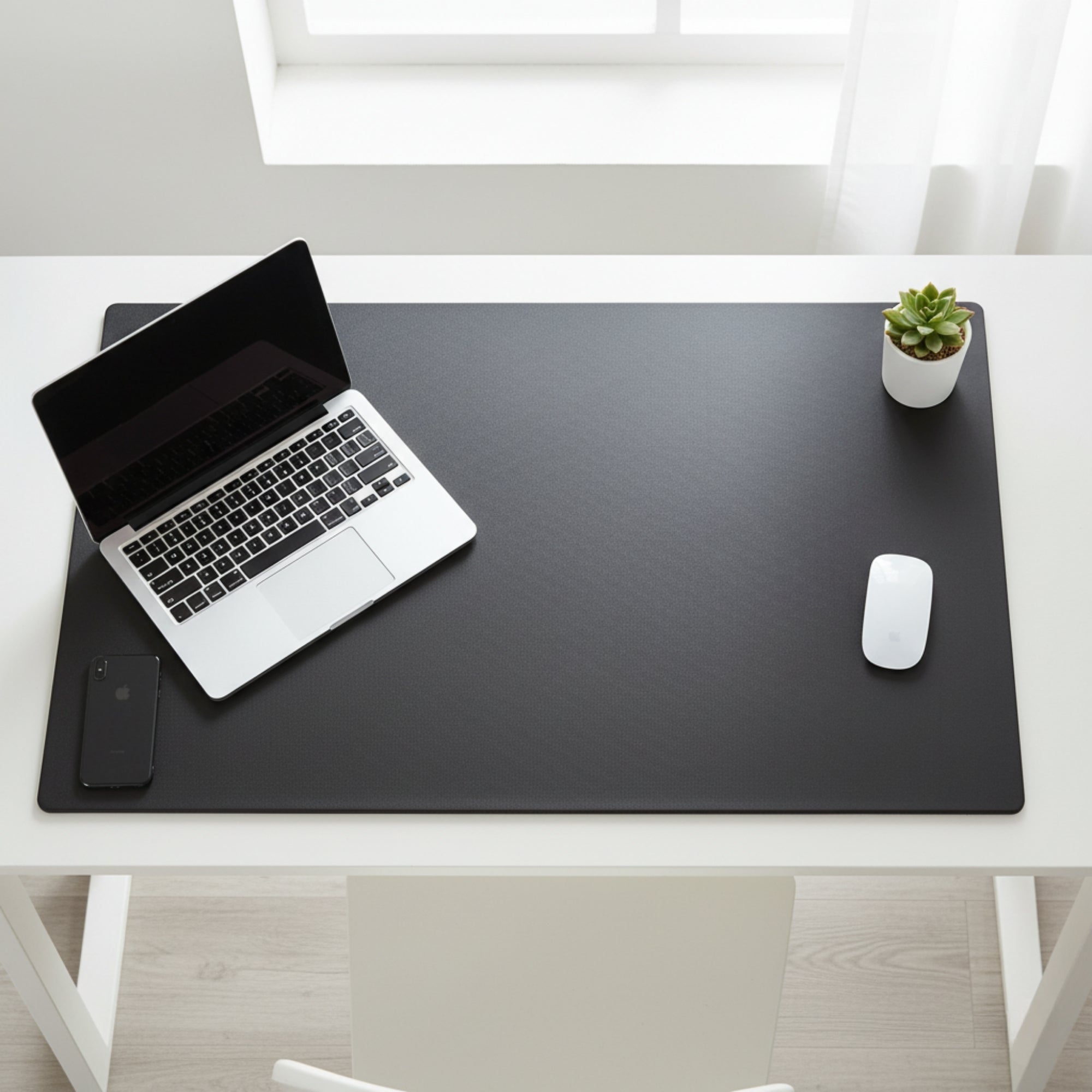 Black Leatherette 38" x 24" Desk Mat without Rails