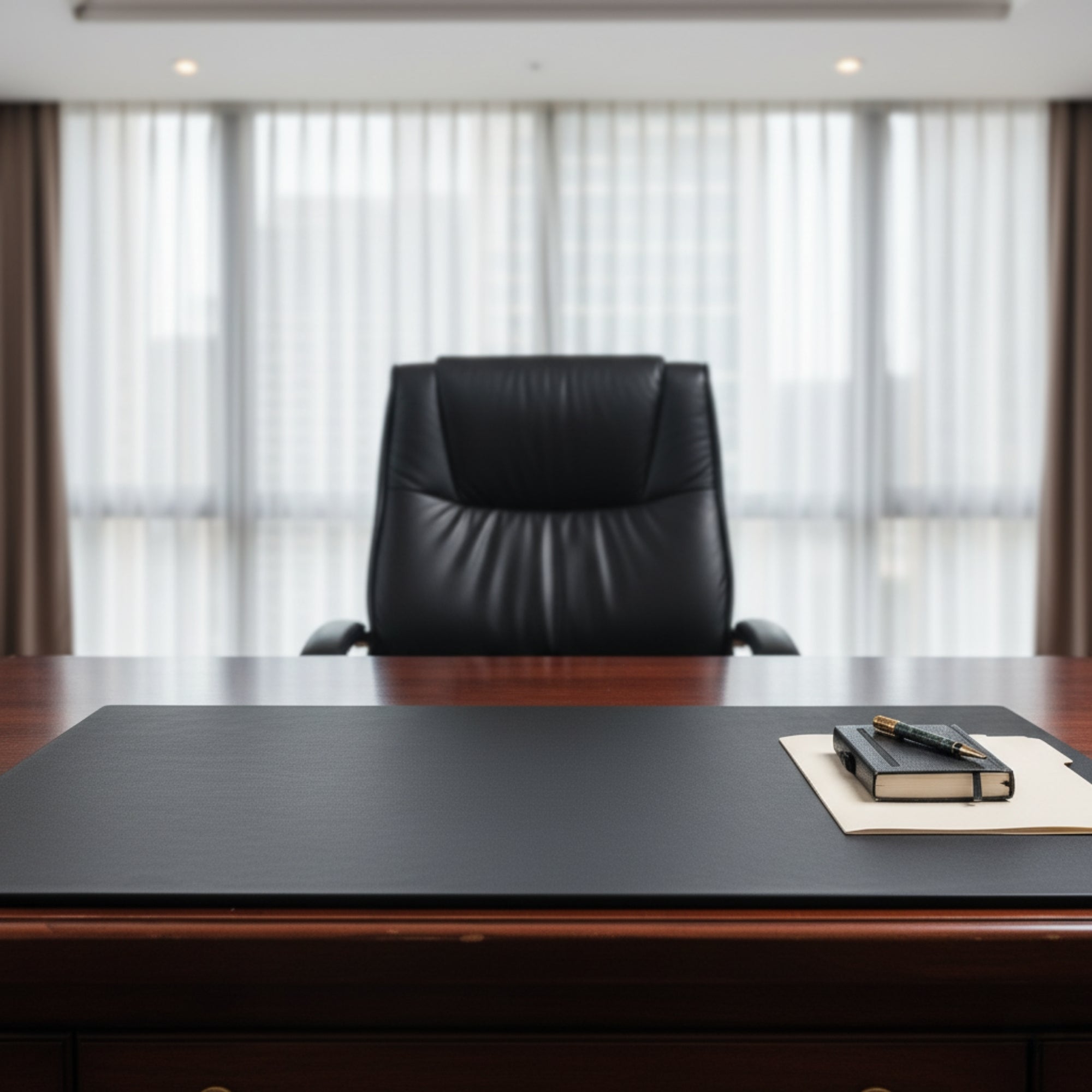 Black Leatherette 38" x 24" Desk Mat without Rails