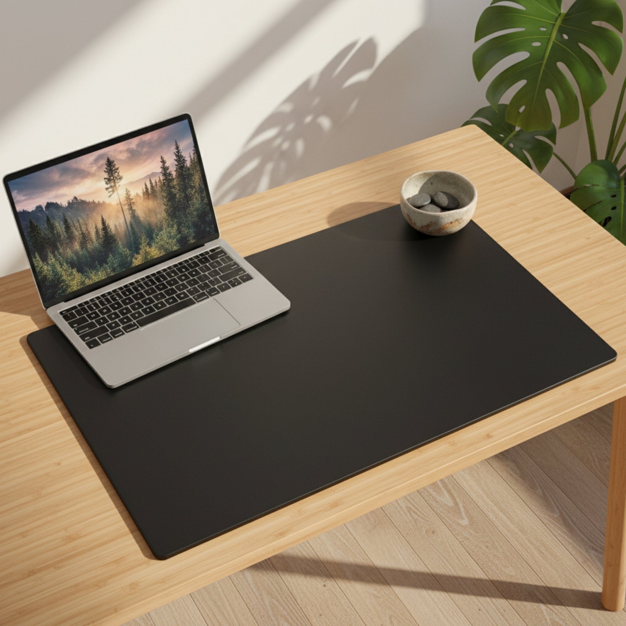Black Leatherette 34" x 20" Desk Mat without Rails