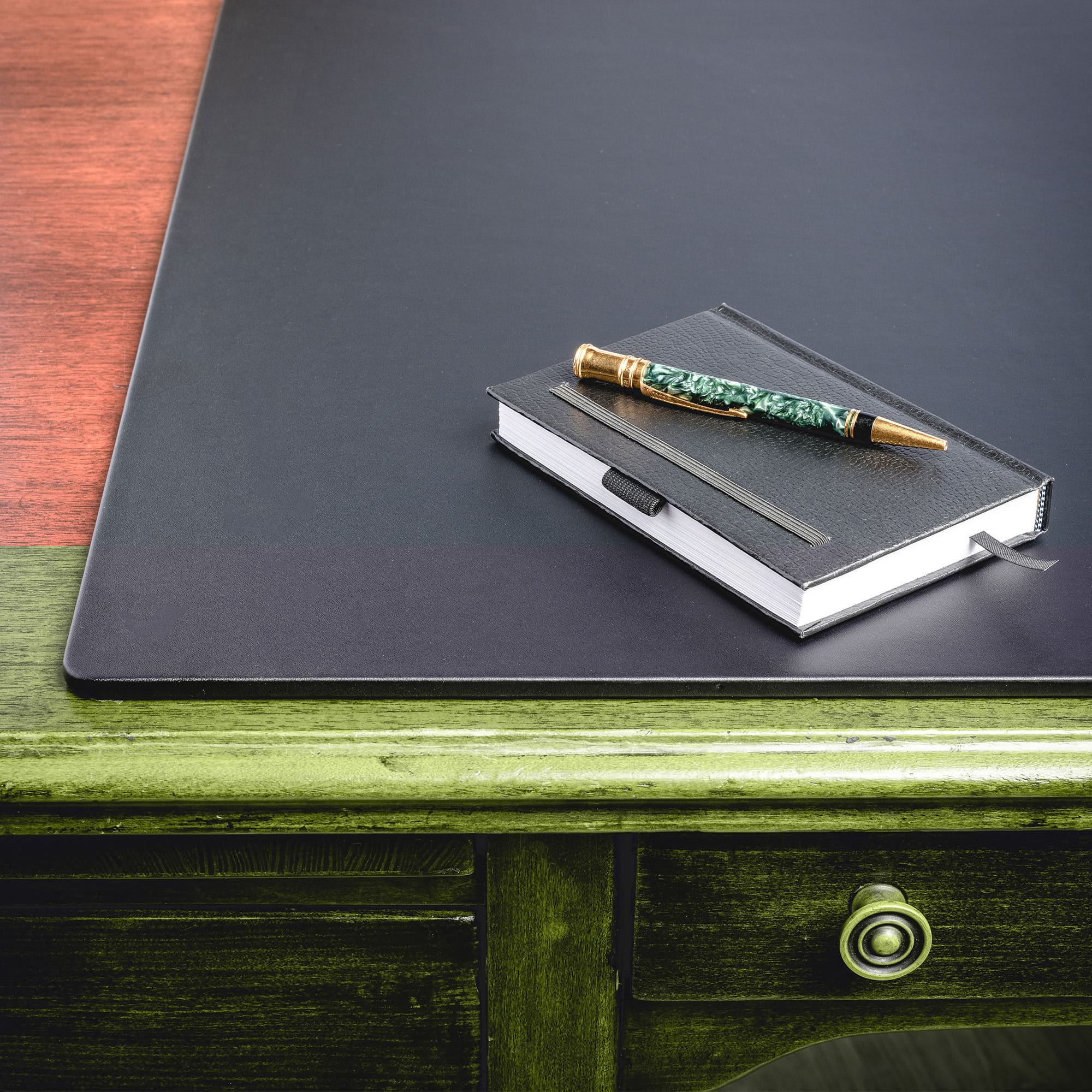 Black Leatherette 34" x 20" Desk Mat without Rails