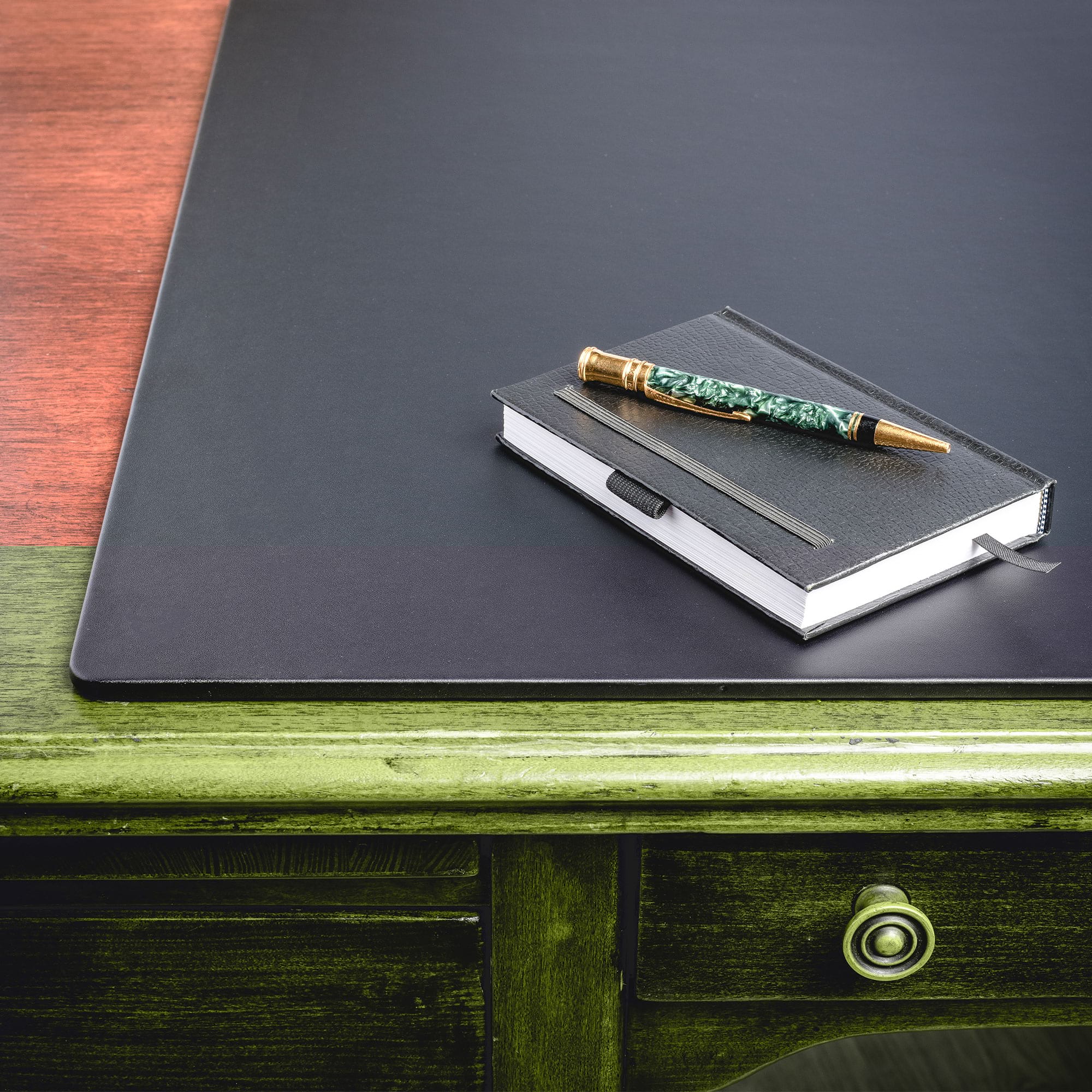 Black Leatherette 30" x 19" Desk Mat without Rails