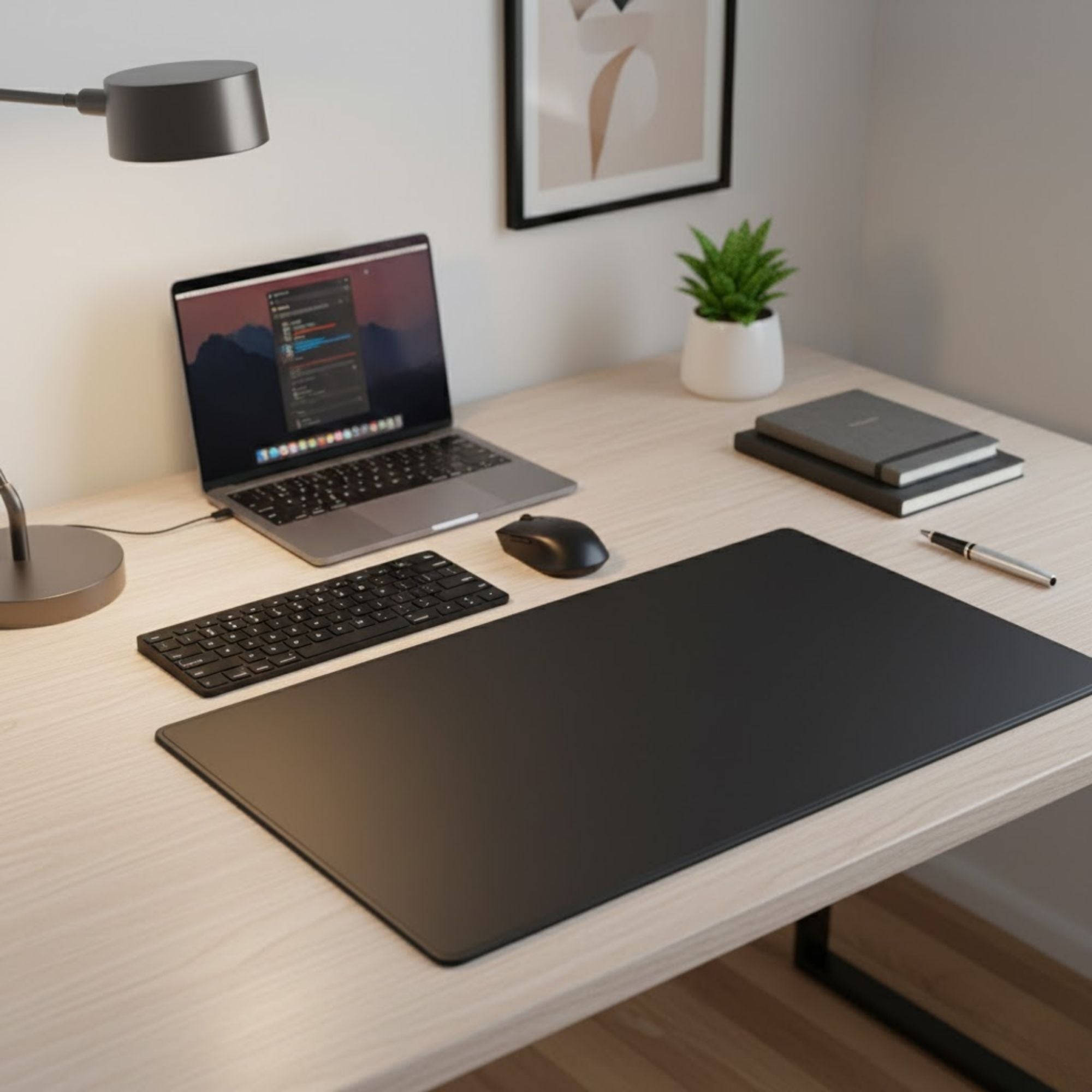 Black Leatherette 30" x 19" Desk Mat without Rails