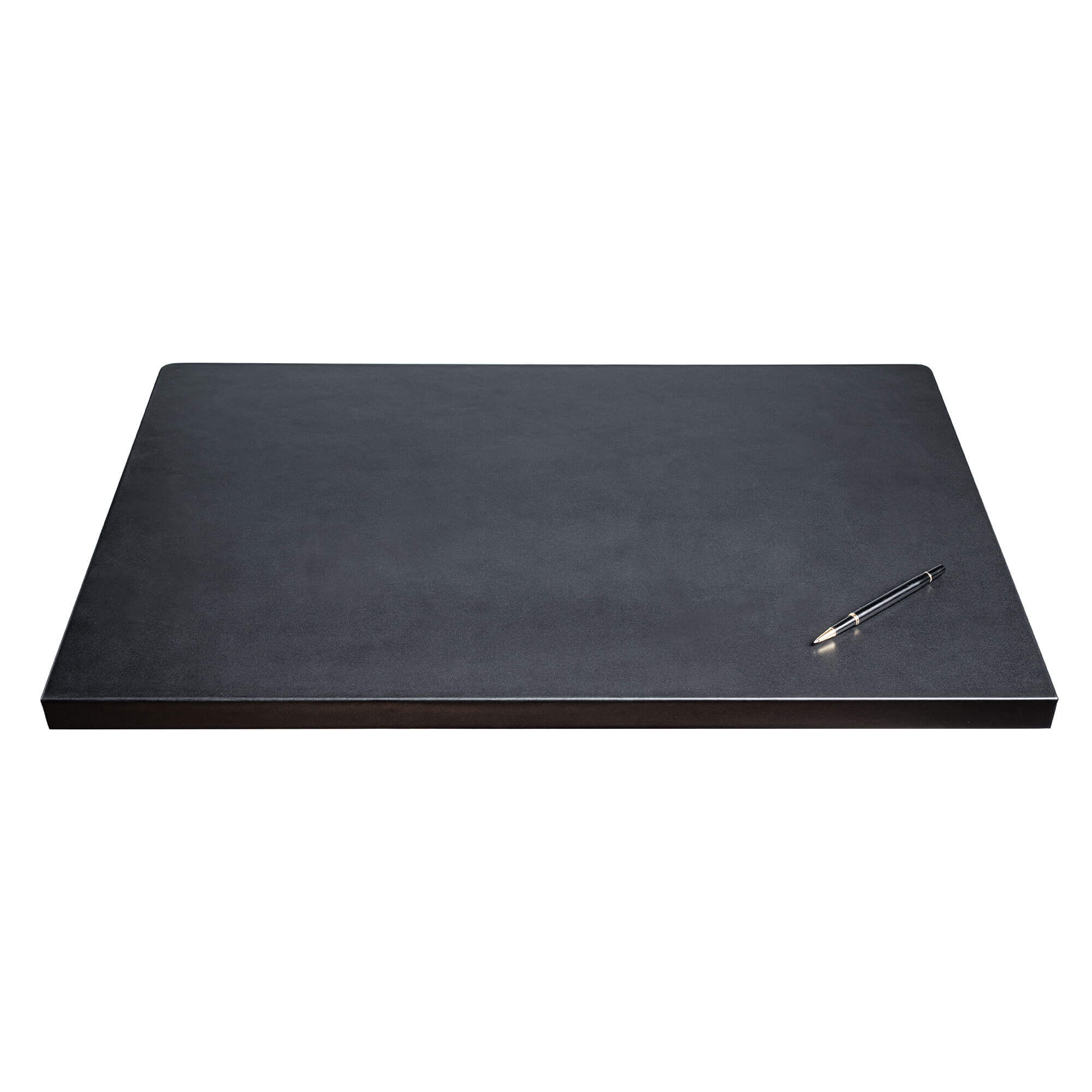 Black Leather Desk Pad with Fixation Lip, 30 x 19