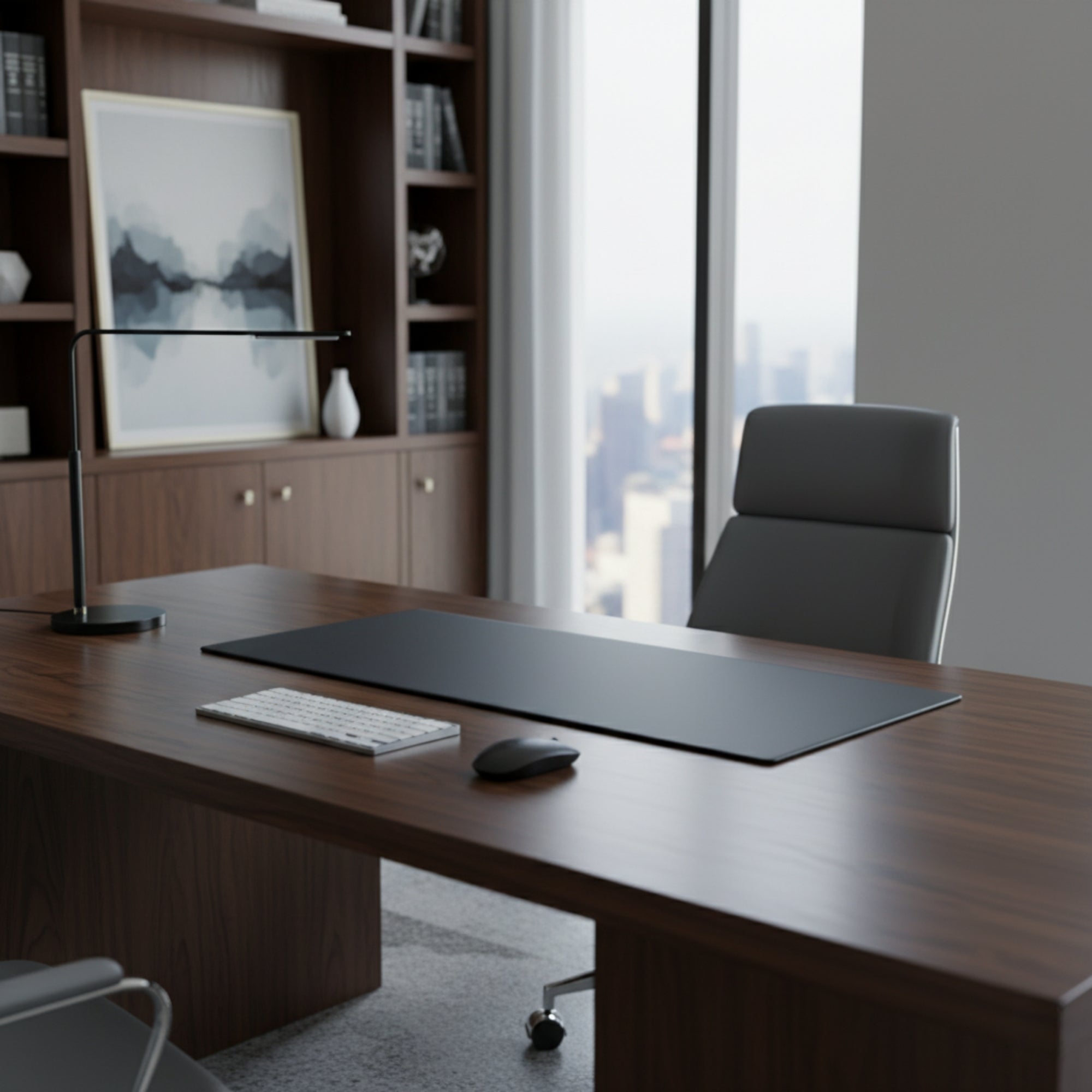 Classic Black Leather 30" x 12.5" Keyboard/Mouse Desk Mat