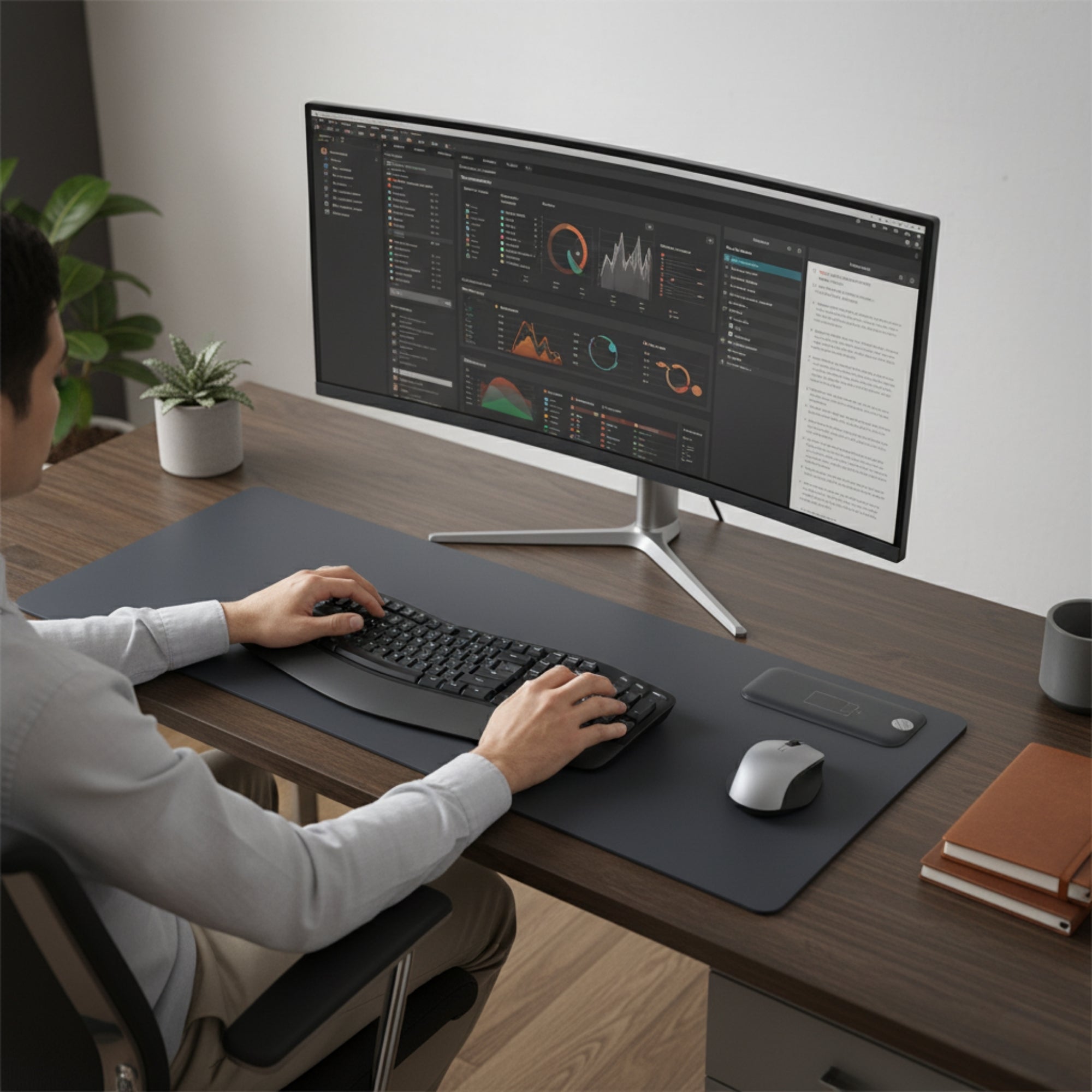 Classic Black Leather 30" x 12.5" Keyboard/Mouse Desk Mat