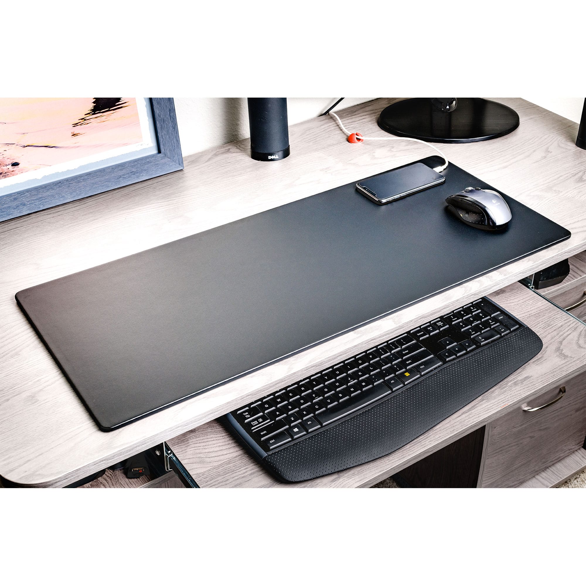 Black Leatherette 30" x 12.5" Keyboard/Mouse Desk Mat