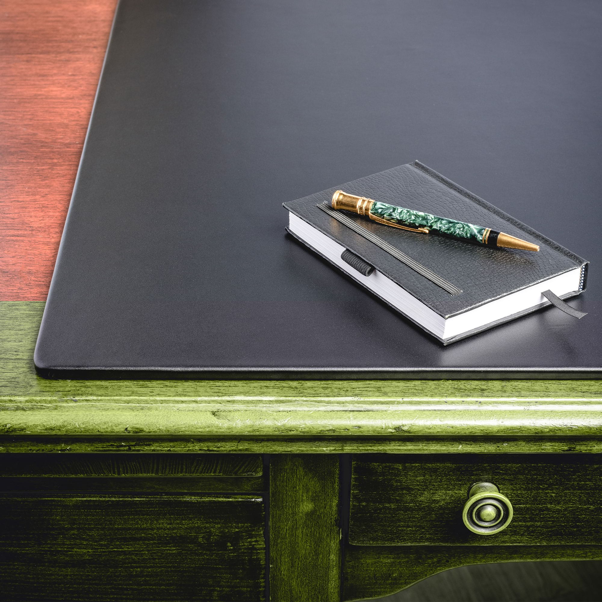 Classic Black Leather 22" x 14" Conference Pad