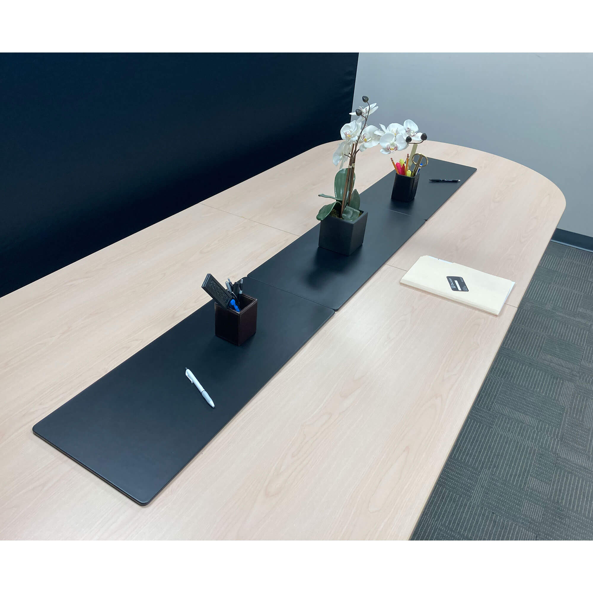 Black Leatherette 30" x 12.5" Conference Table Single Runner