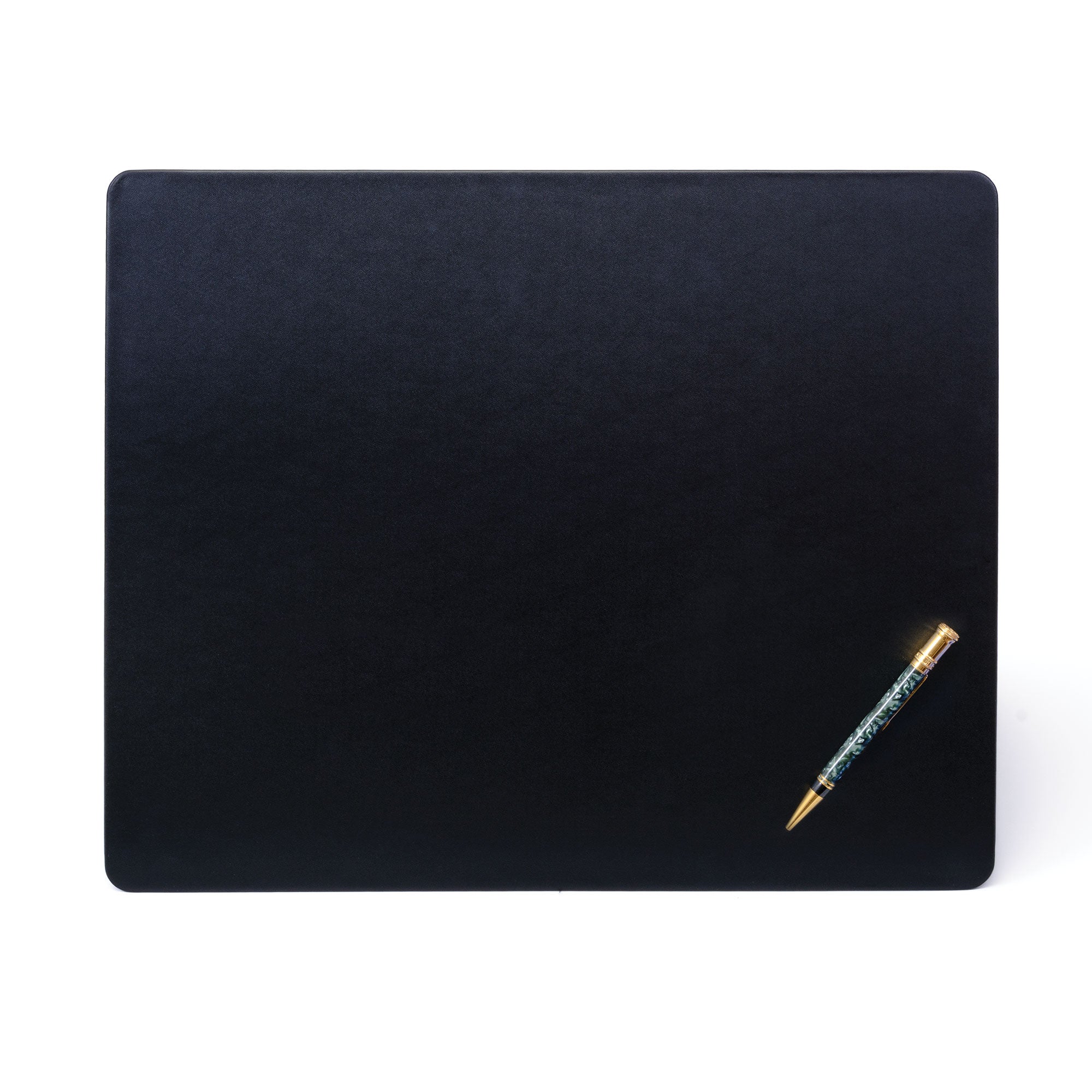 Black Leatherette 17" x 14" Conference Table Pad with Thin Metal Core