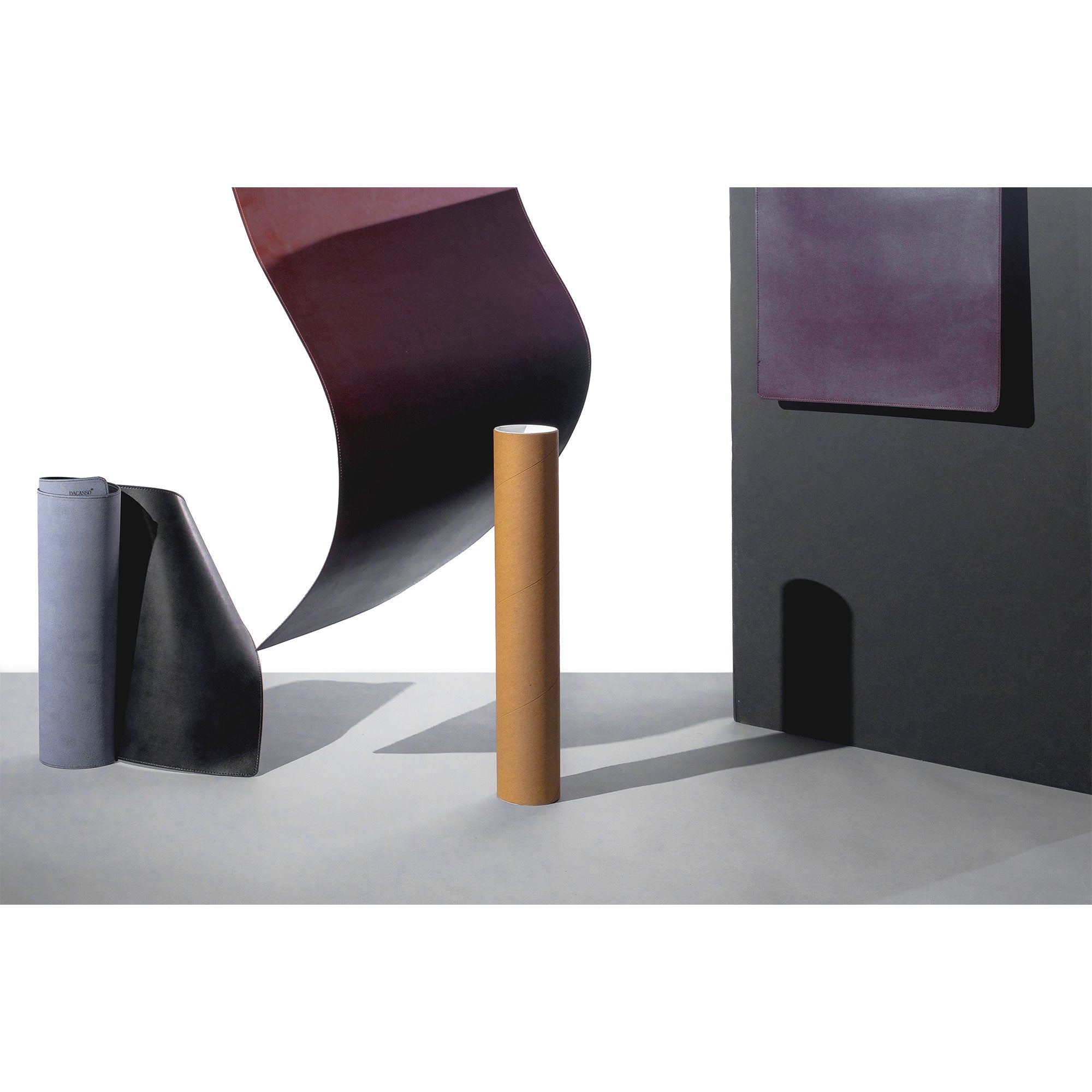 Black Bonded Leather 32" x 15" No Core Rollable Desk Mat/Pad