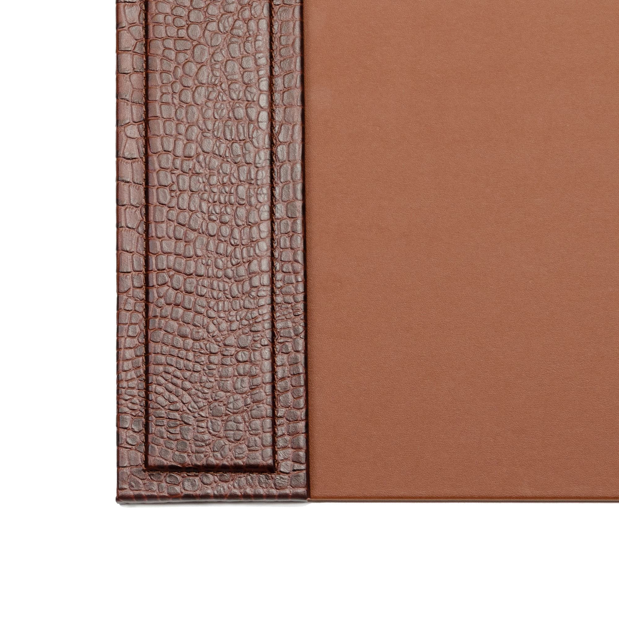 Brown Crocodile Embossed 34" x 20" Side-Rail Desk Pad