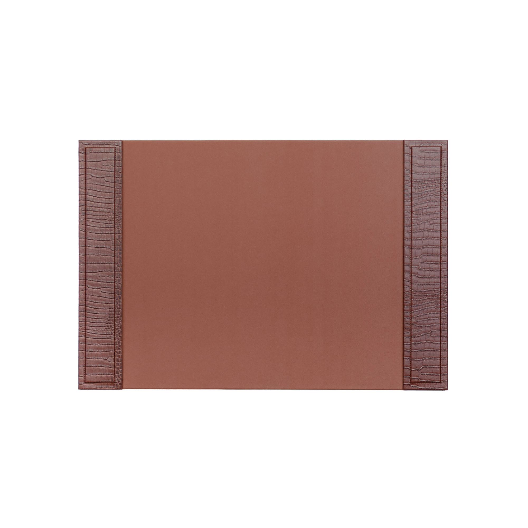 Brown Crocodile Embossed 25.5" x 17.25" Side-Rail Desk Pad