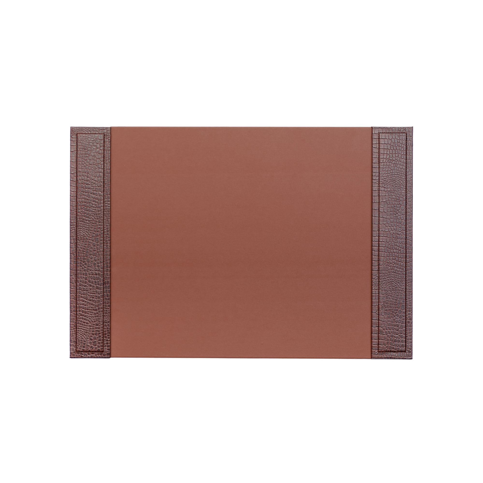 Brown Crocodile Embossed 25.5" x 17.25" Side-Rail Desk Pad
