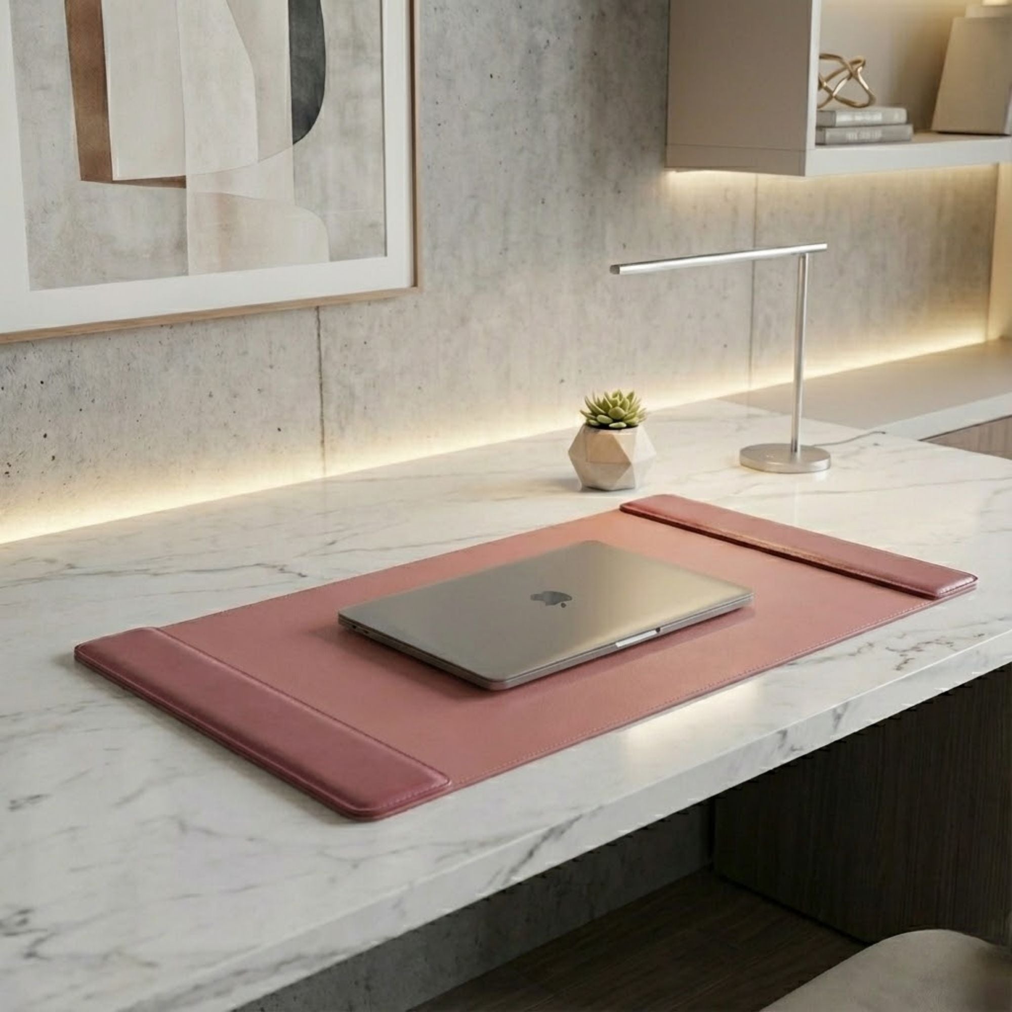 Mocha Leather 25.5" x 17.25" Side-Rail Desk Pad