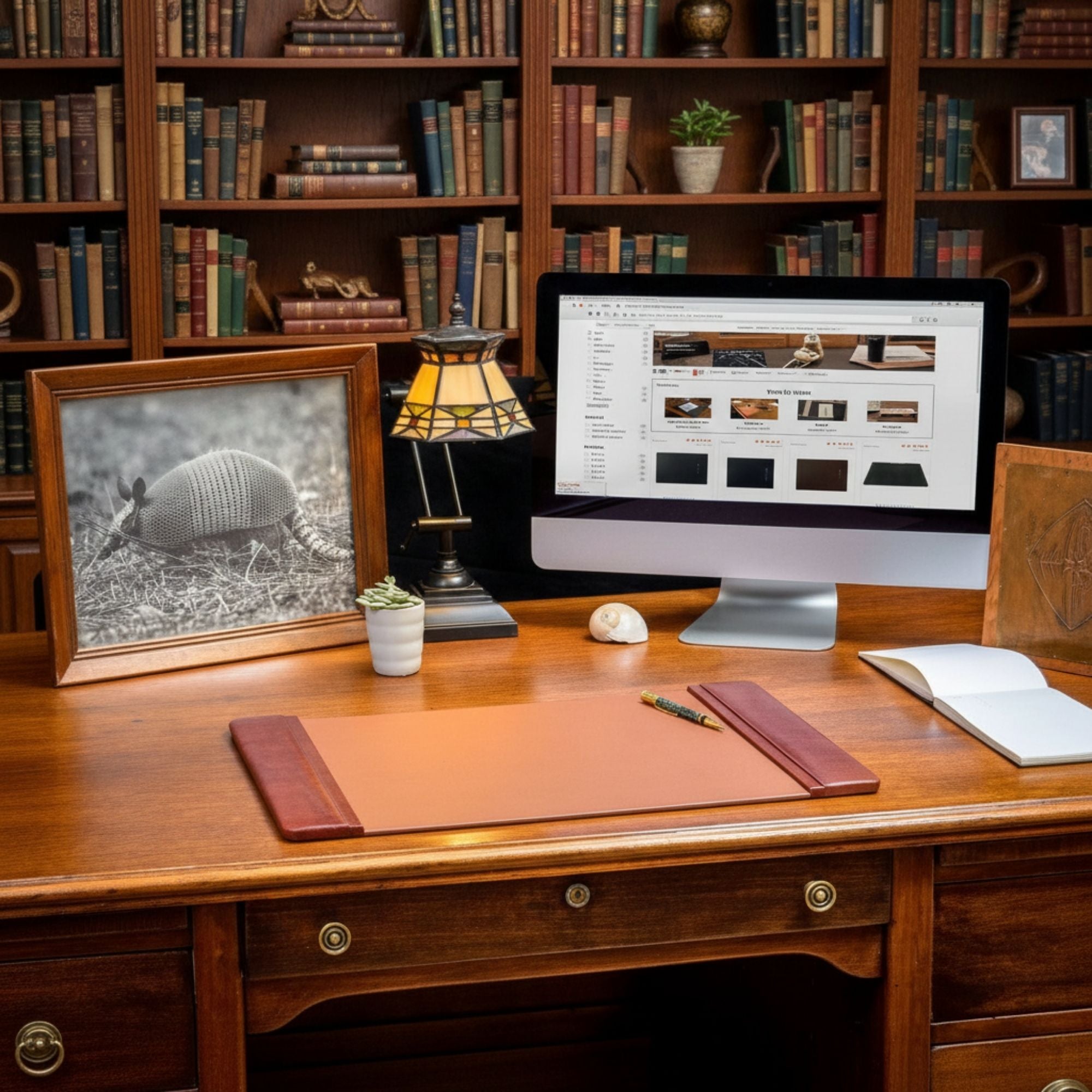 Mocha Leather 22" x 14" Side-Rail Desk Pad