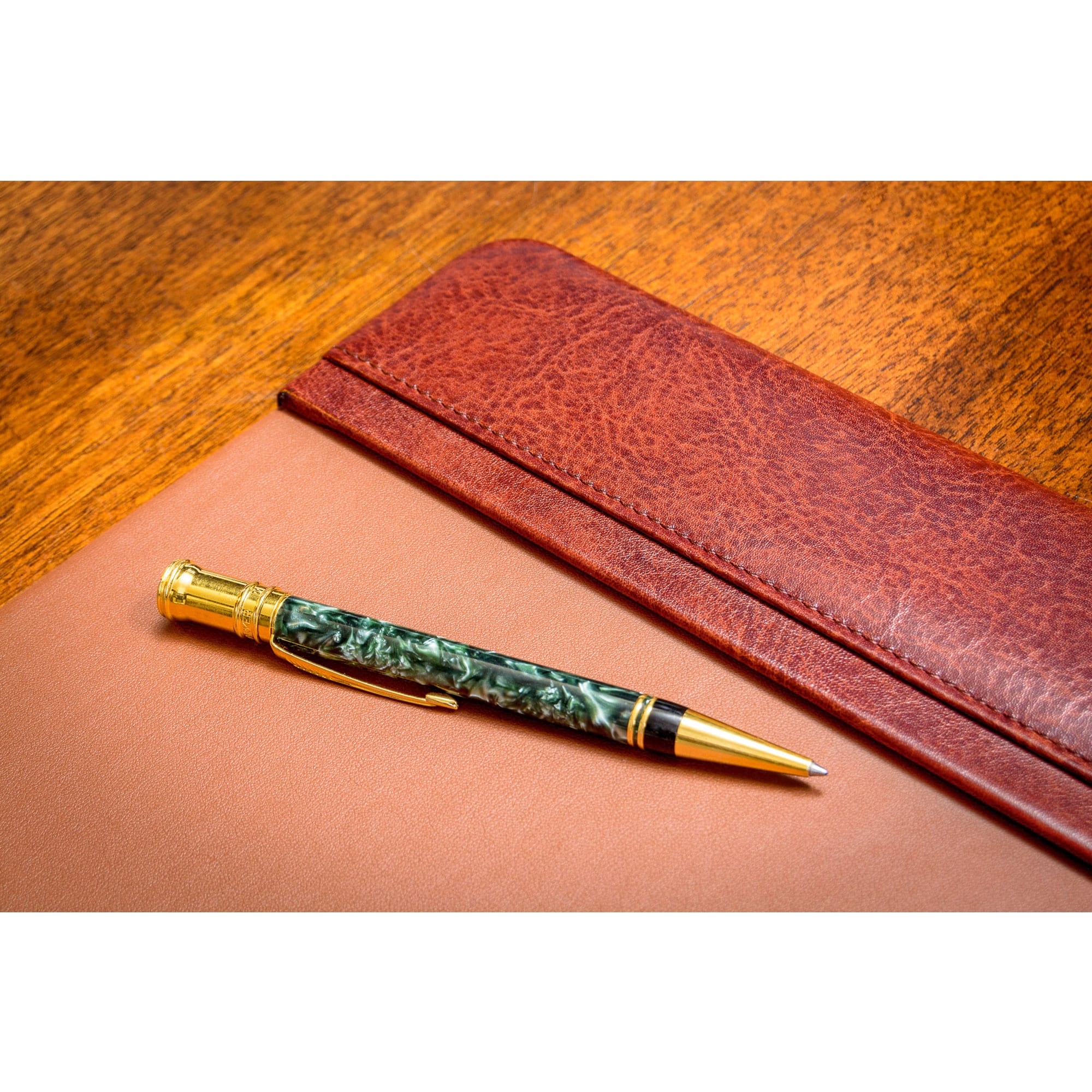 Mocha Leather 22" x 14" Side-Rail Desk Pad