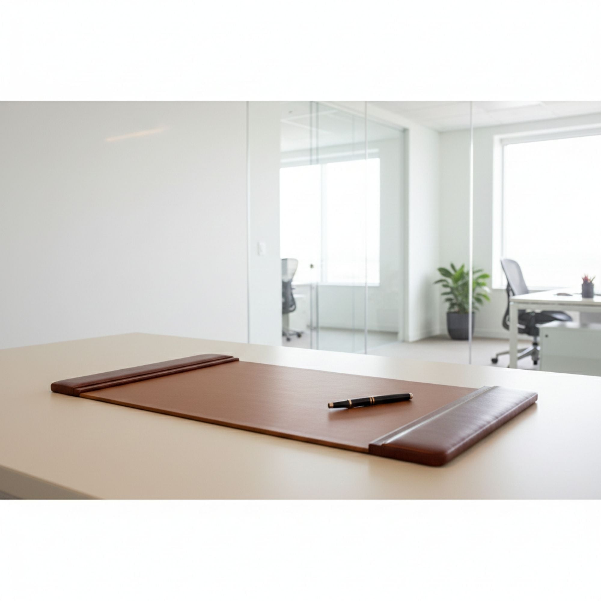 Mocha Leather 22" x 14" Side-Rail Desk Pad