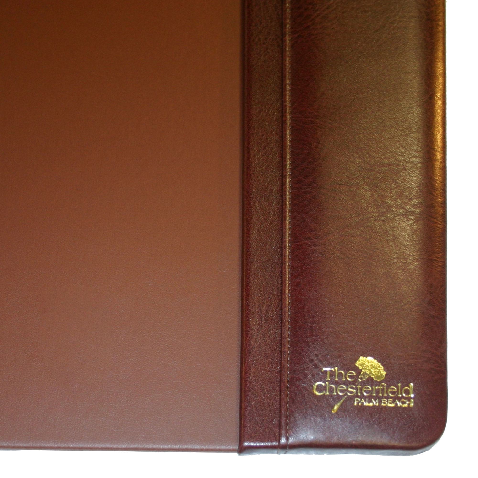 Mocha Leather 22" x 14" Side-Rail Desk Pad