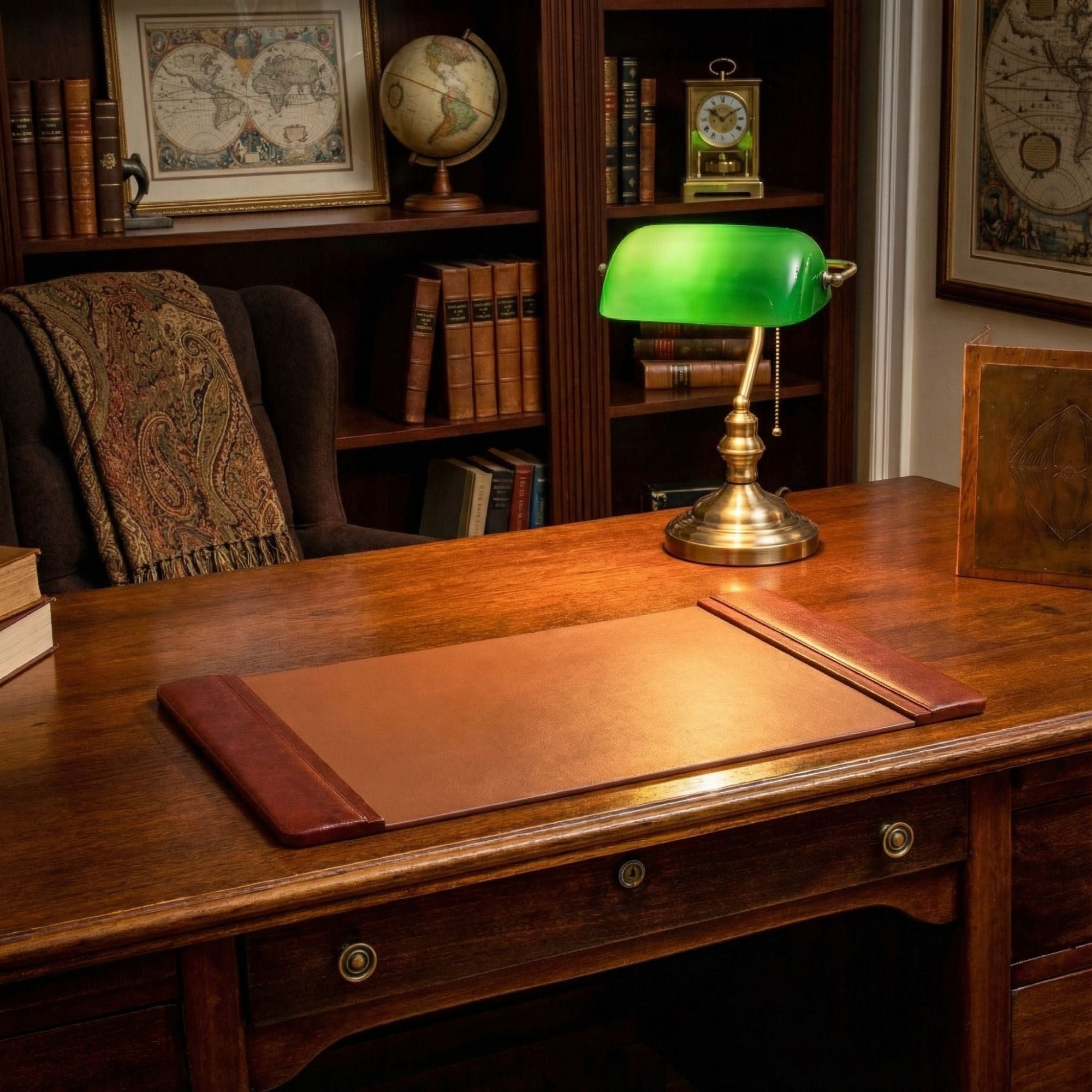 Mocha Leather 22" x 14" Side-Rail Desk Pad