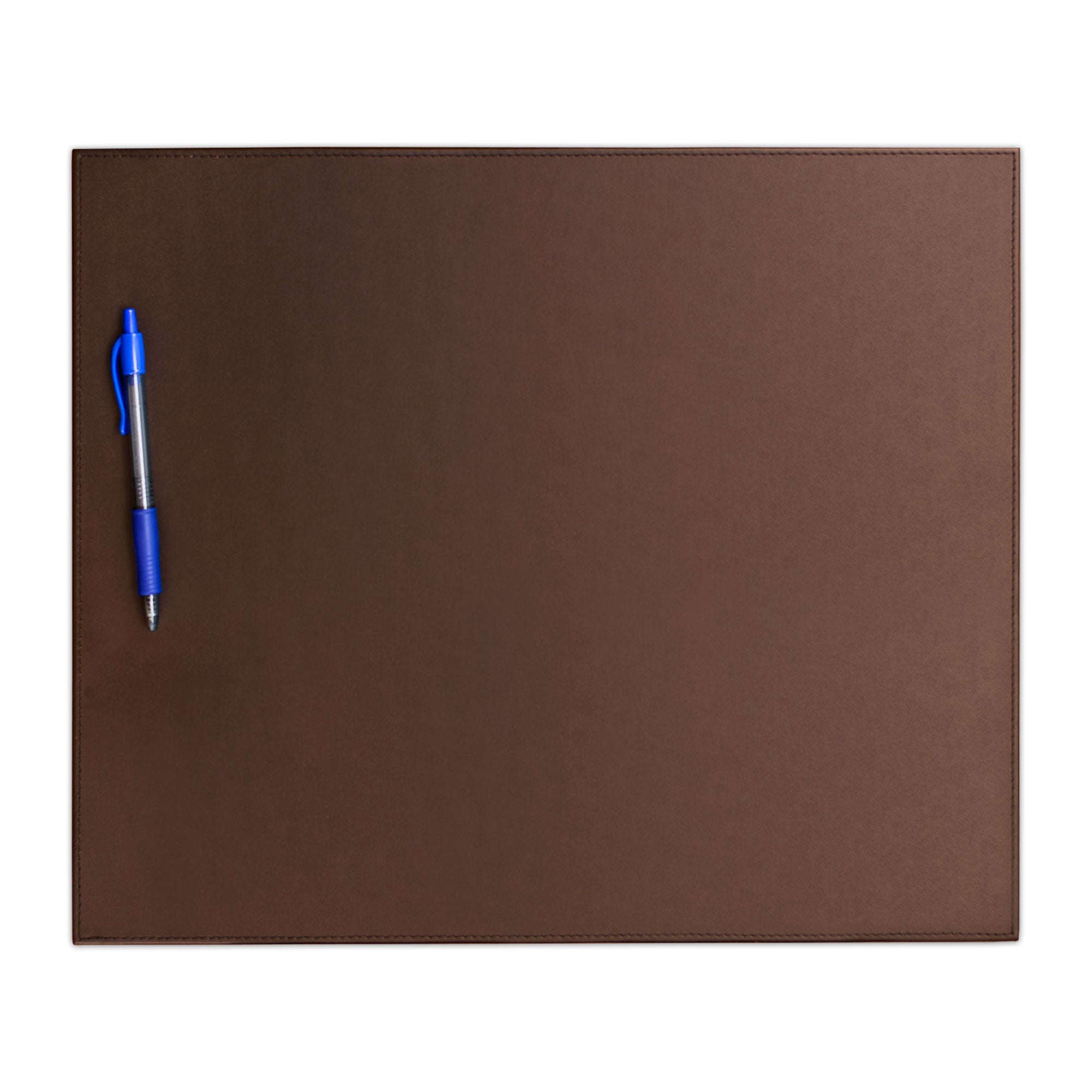 Chocolate Brown Leatherette 17" x 14" Conference Table Pad w/ Brown Tone-on-Tone Stitching