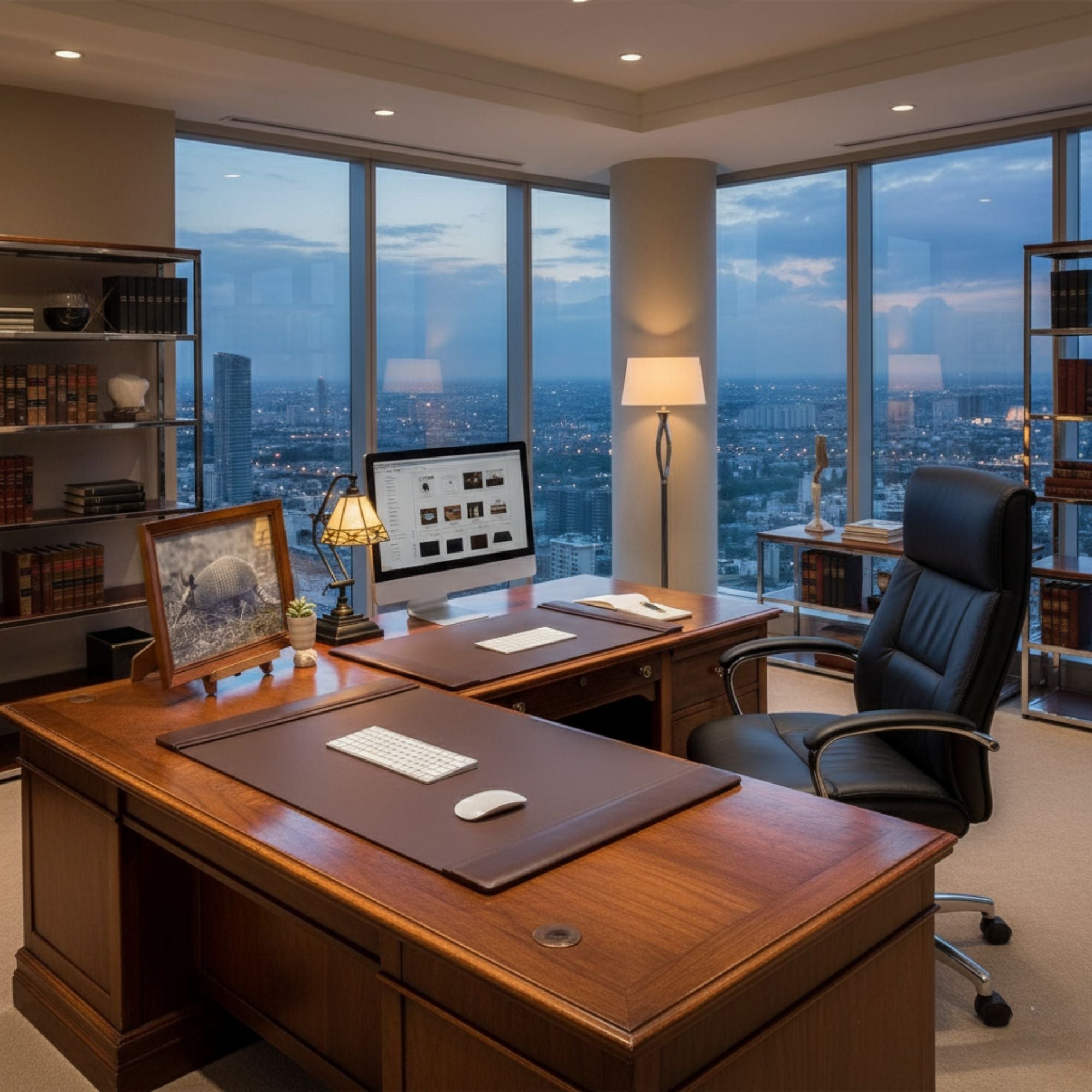 Chocolate Brown Leather 34" x 20" Side-Rail Desk Pad