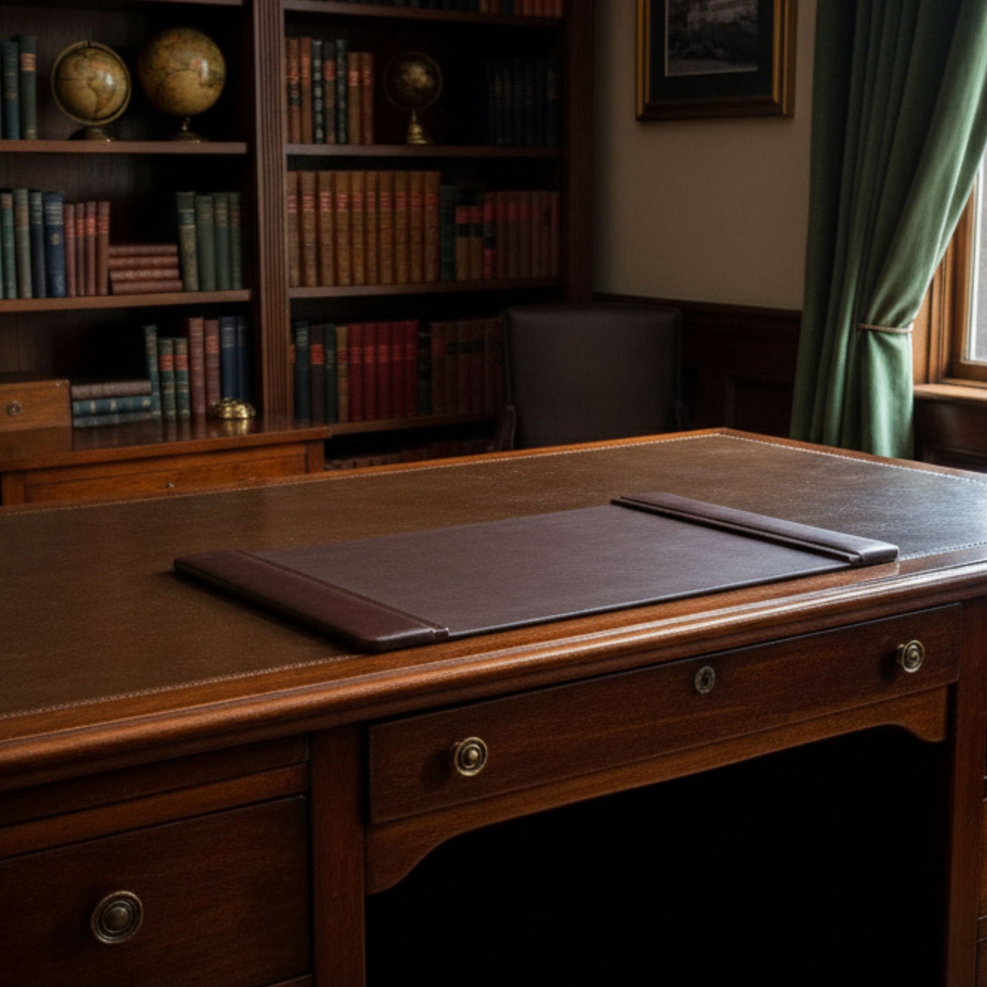 Chocolate Brown Leather 25.5" x 17.25" Side-Rail Desk Pad