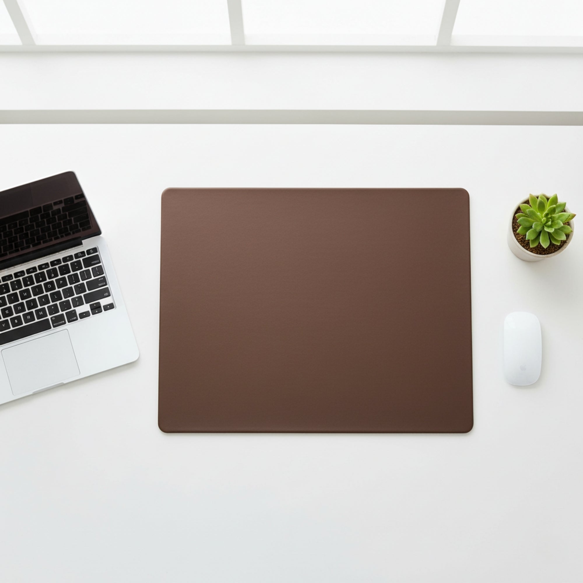 Chocolate Brown Leather 17" x 14" Conference Table Pad