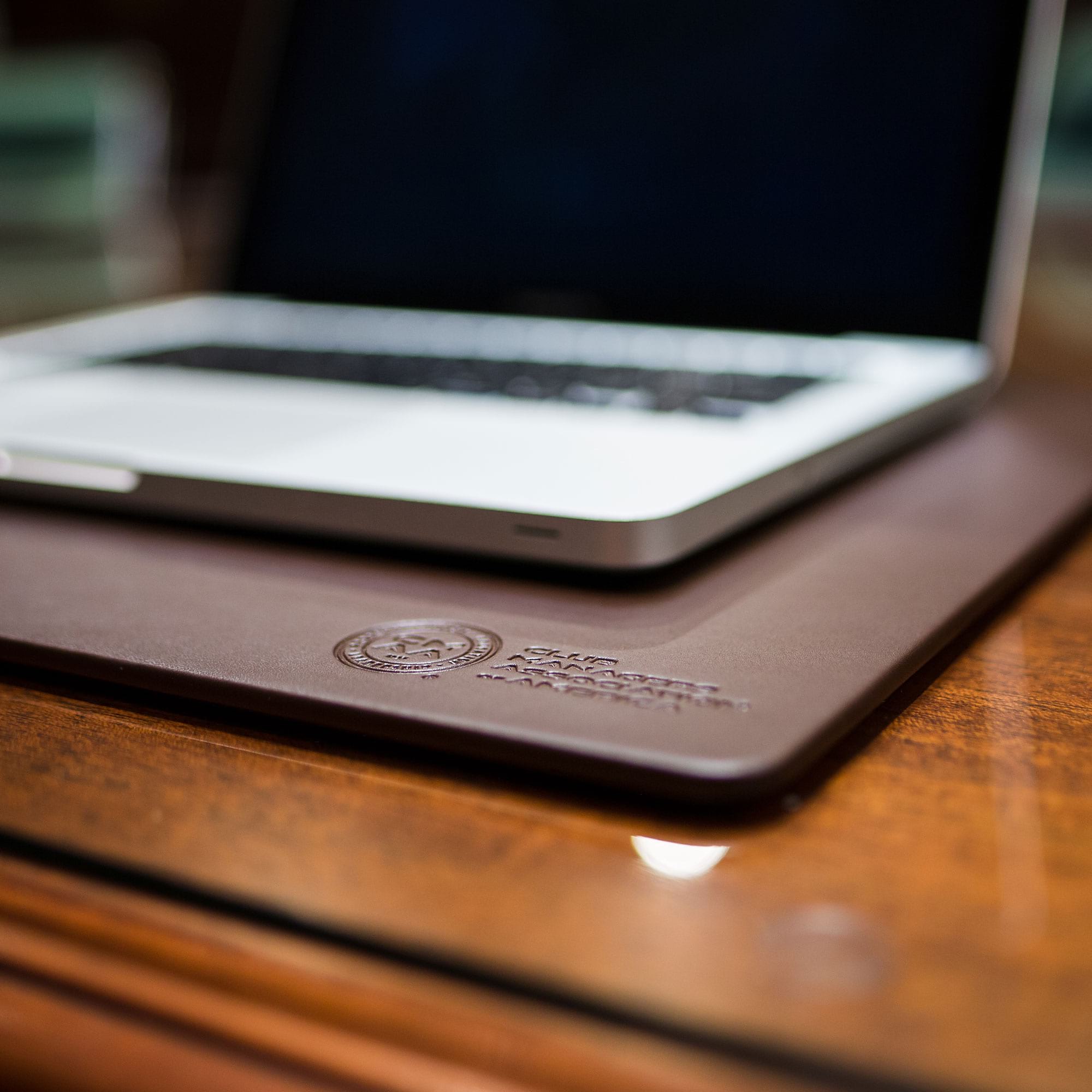 Chocolate Brown Leather 17" x 14" Conference Table Pad