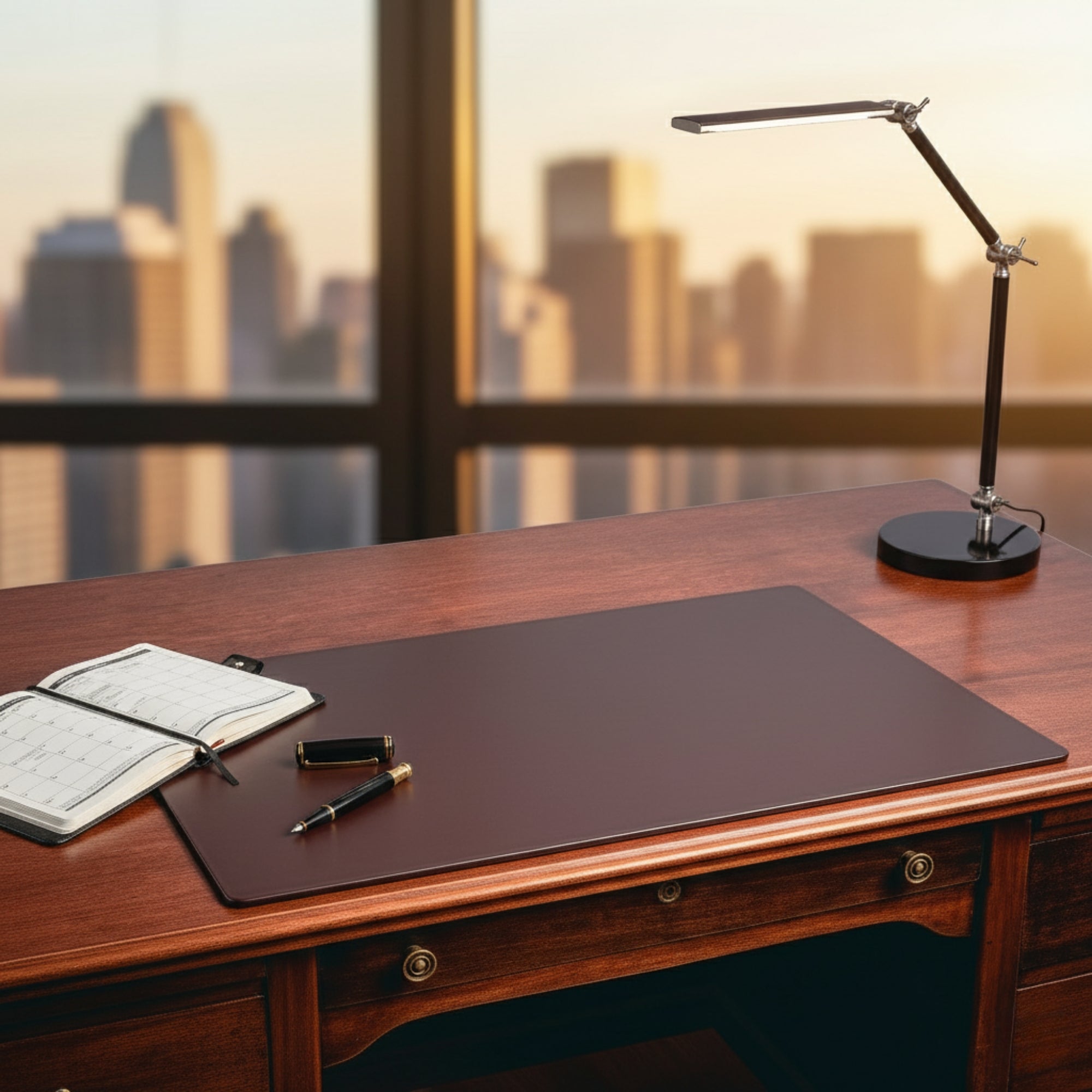 Chocolate Brown Leather 34" x 20" Desk Mat without Rails