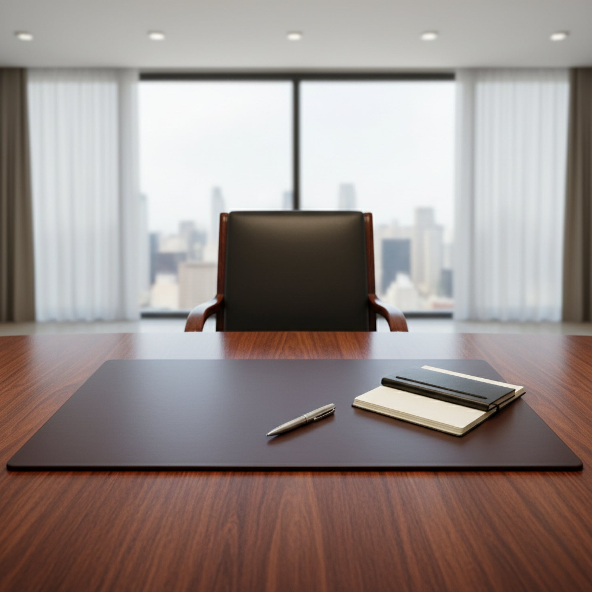 Chocolate Brown Leather 34" x 20" Desk Mat without Rails