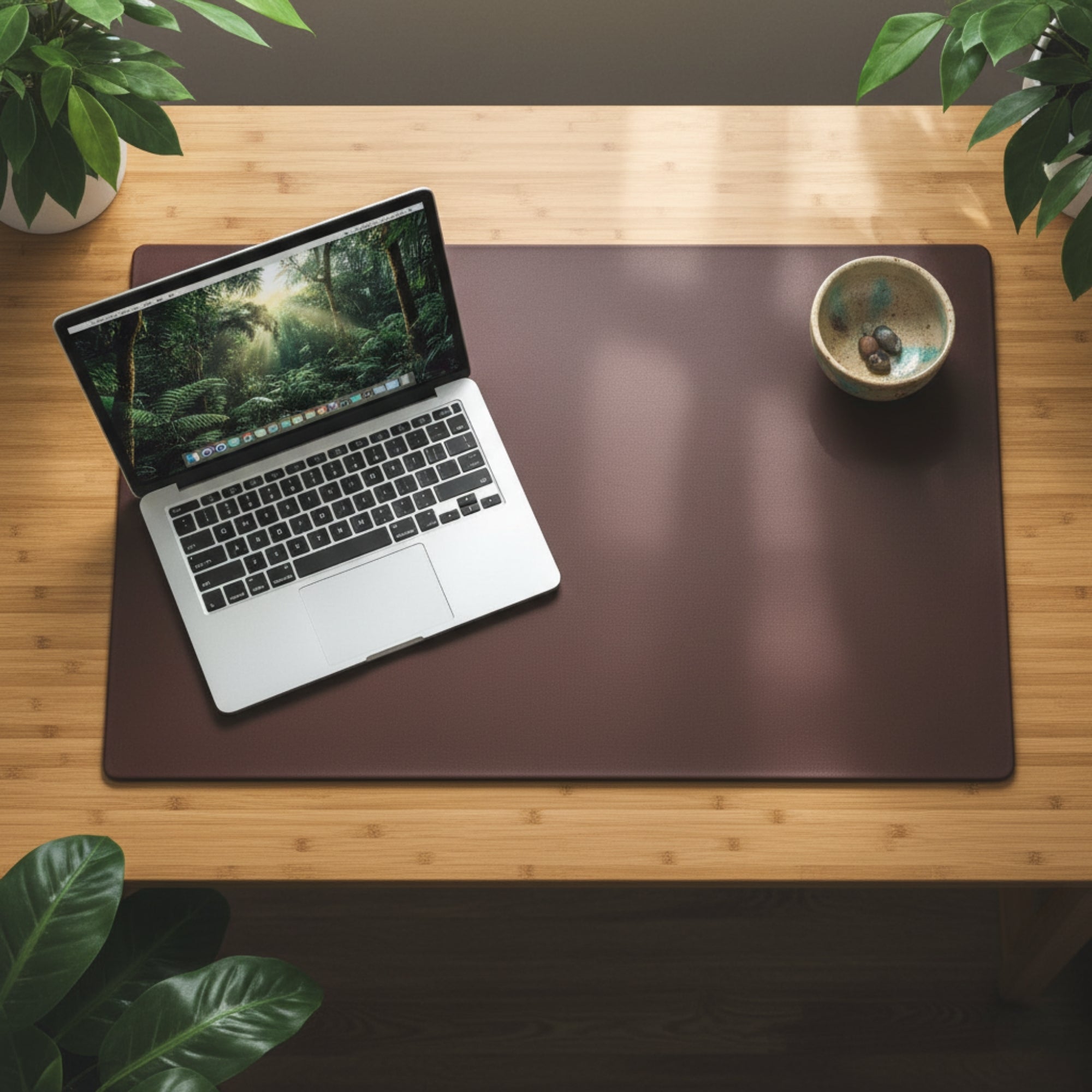 Chocolate Brown Leather 30" x 19" Desk Mat without Rails