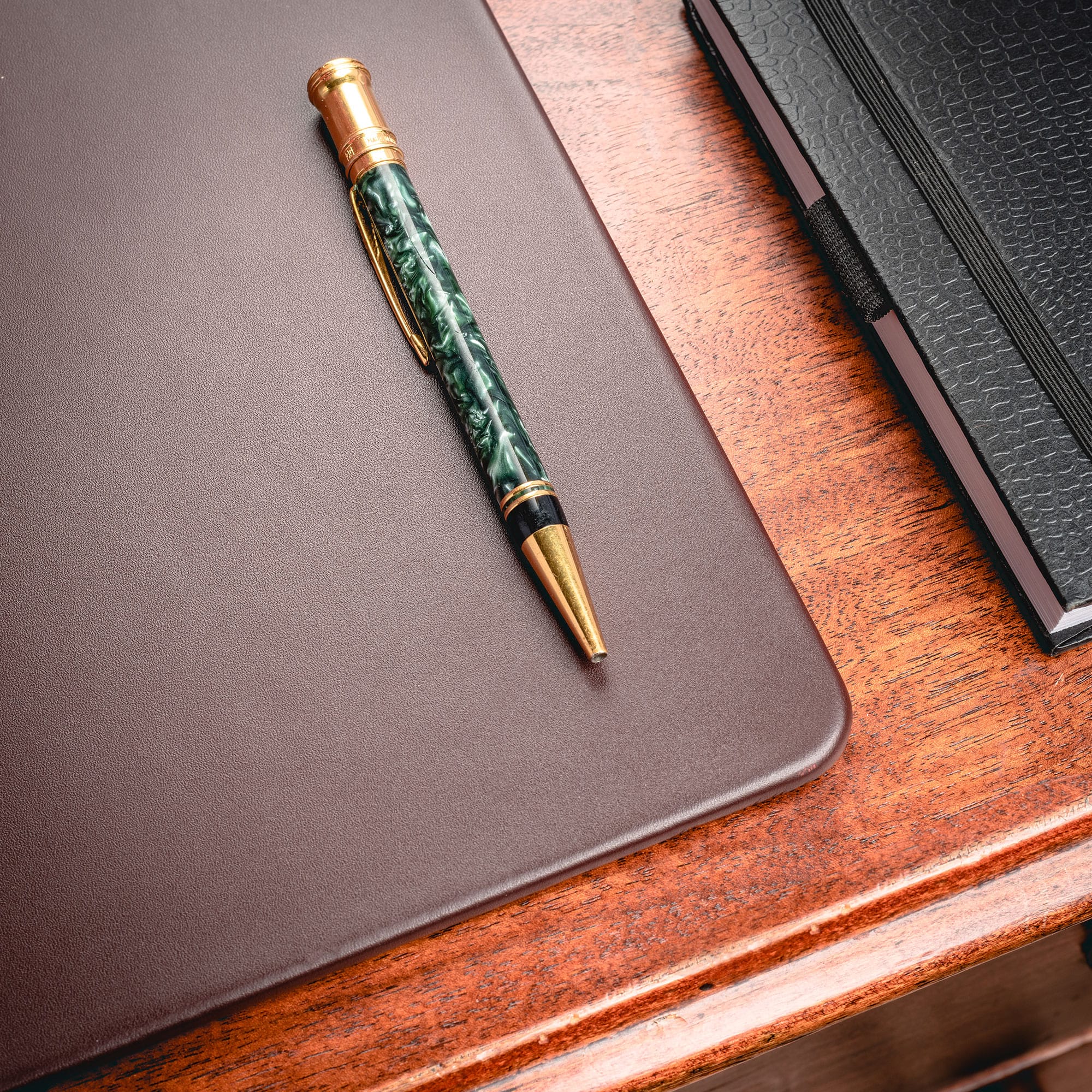 Chocolate Brown Leather 24" x 19" Desk Mat without Rails