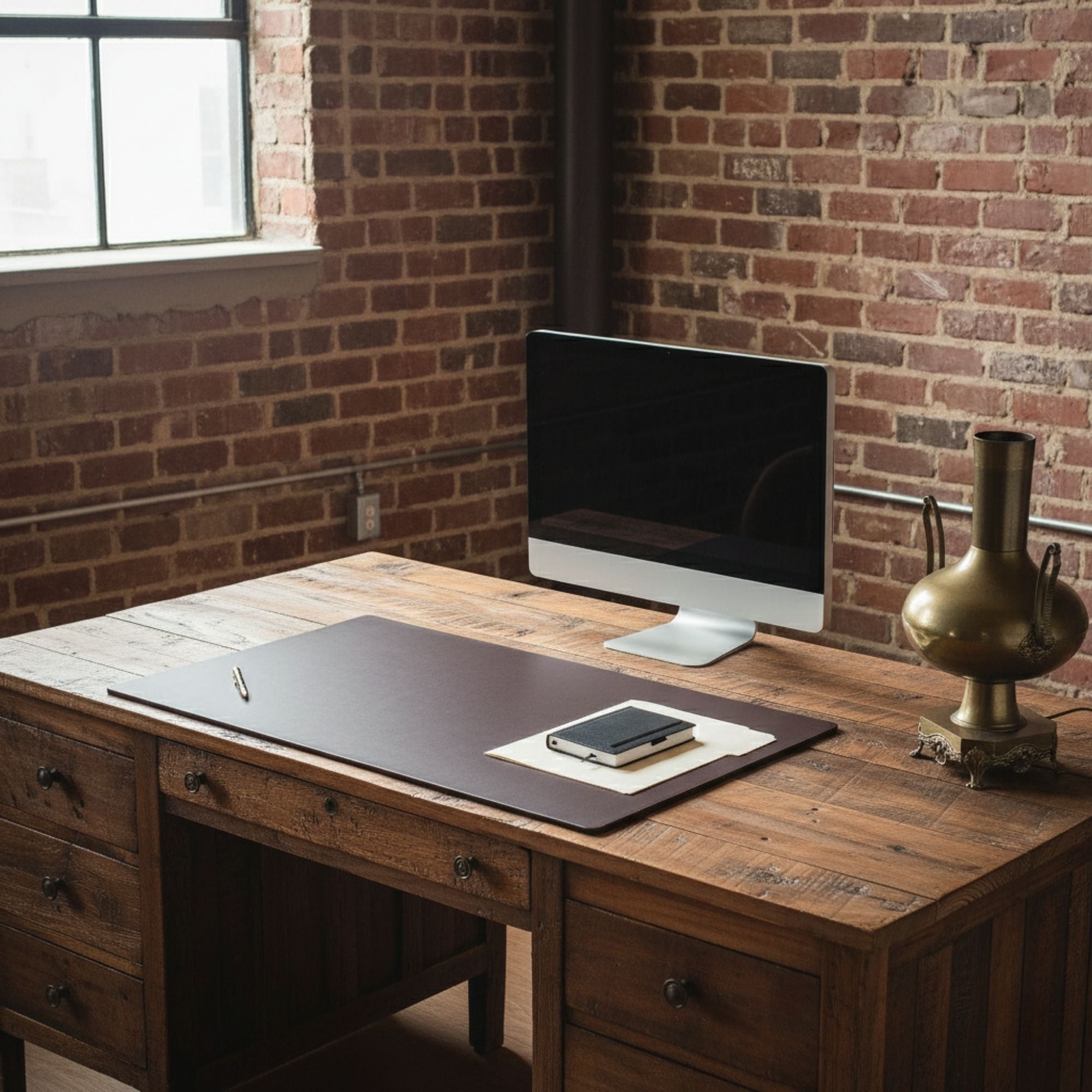 Chocolate Brown Leatherette 24" x 19" Desk Mat without Rails
