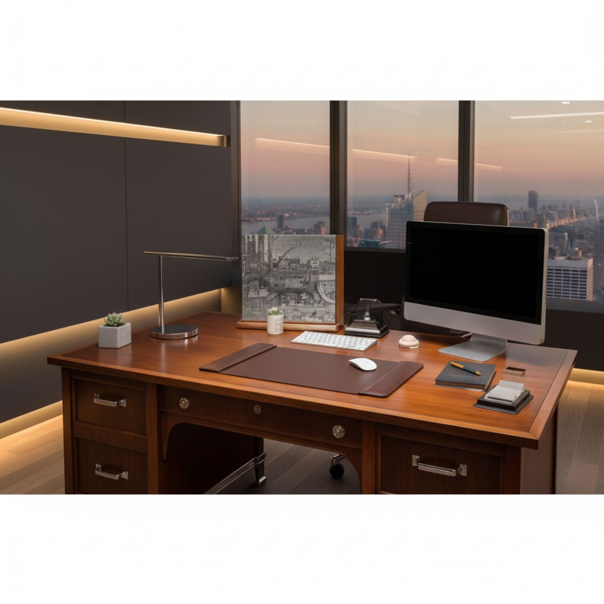 Chocolate Brown Leather 22" x 14" Desk Pad
