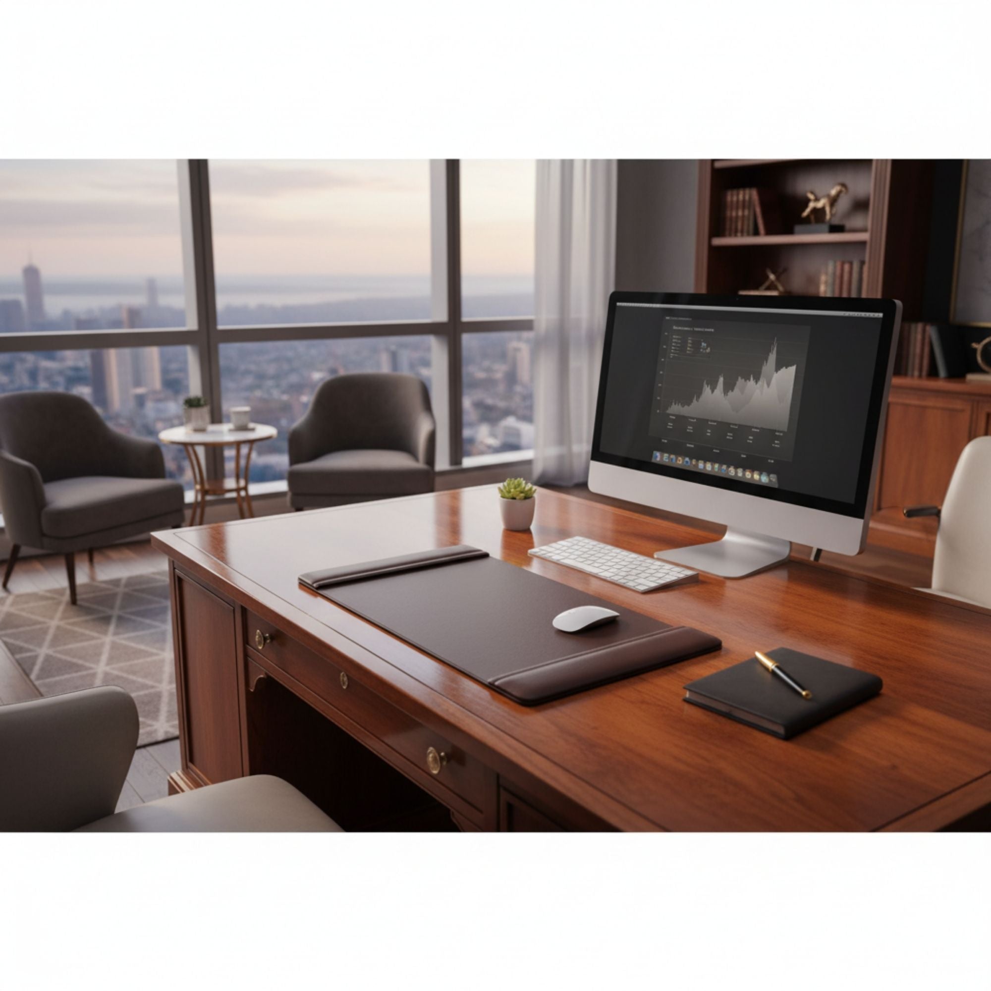 Chocolate Brown Leather 22" x 14" Desk Pad
