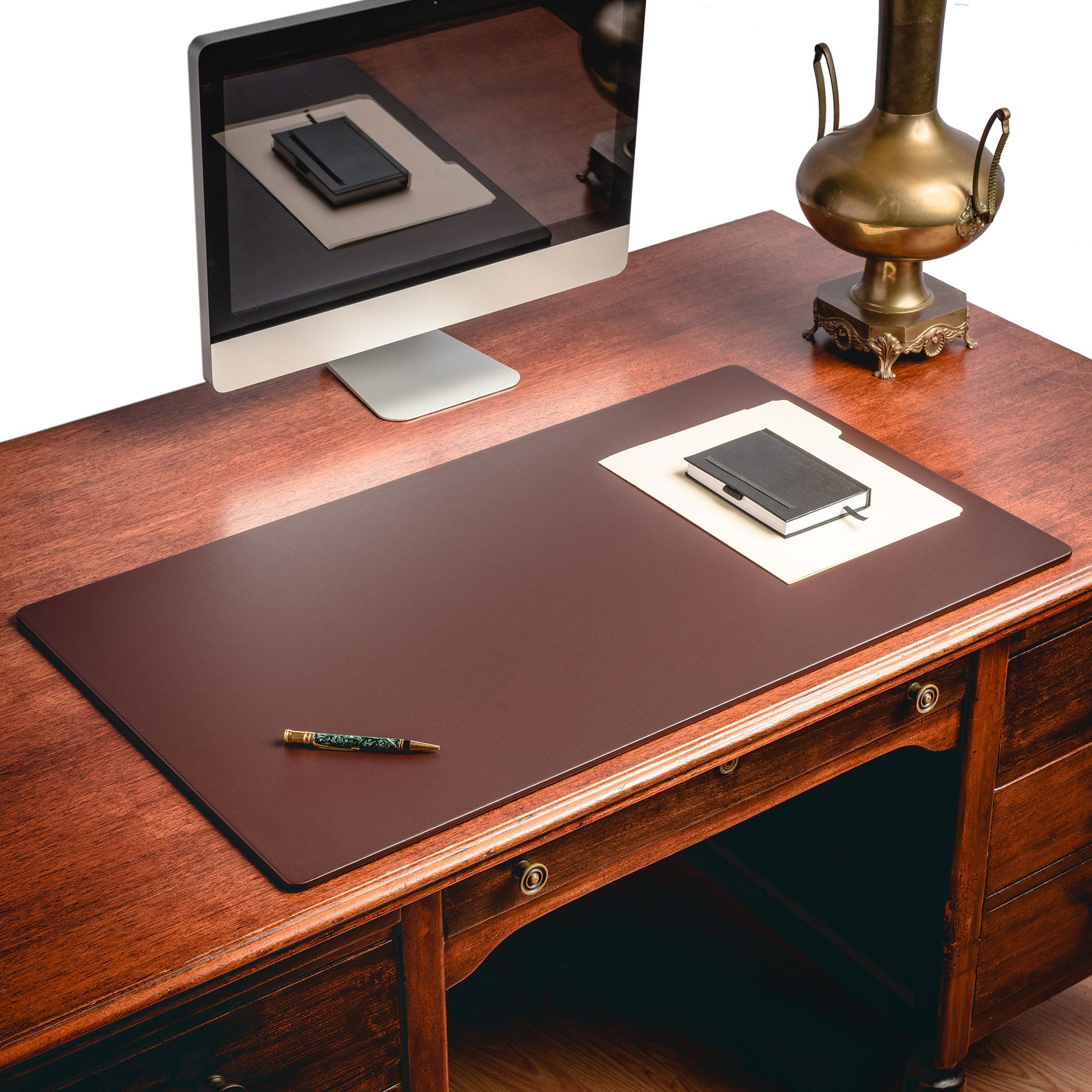 Chocolate Brown Leatherette 38" x 24" Desk Mat without Rails