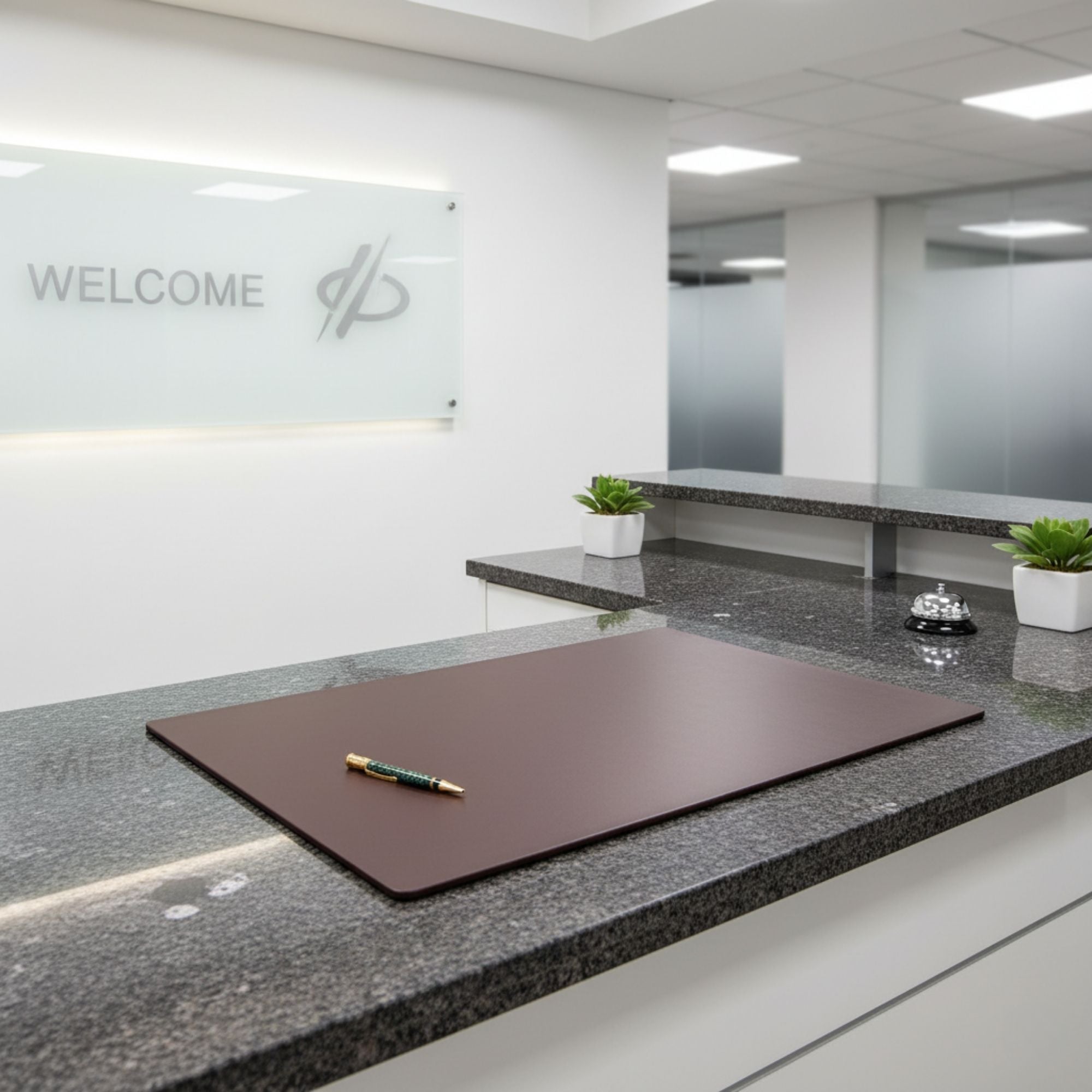 Chocolate Brown Leatherette 38" x 24" Desk Mat without Rails