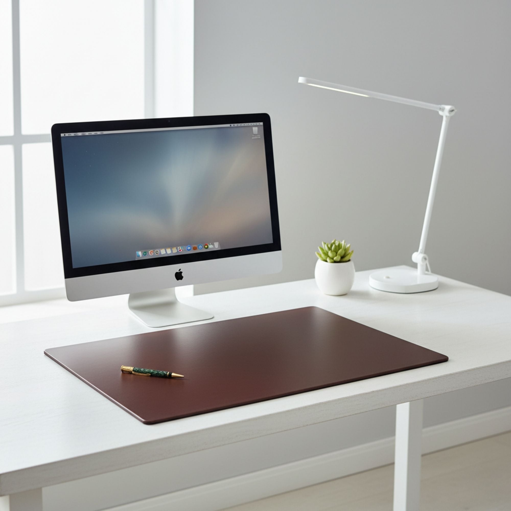 Chocolate Brown Leatherette 38" x 24" Desk Mat without Rails