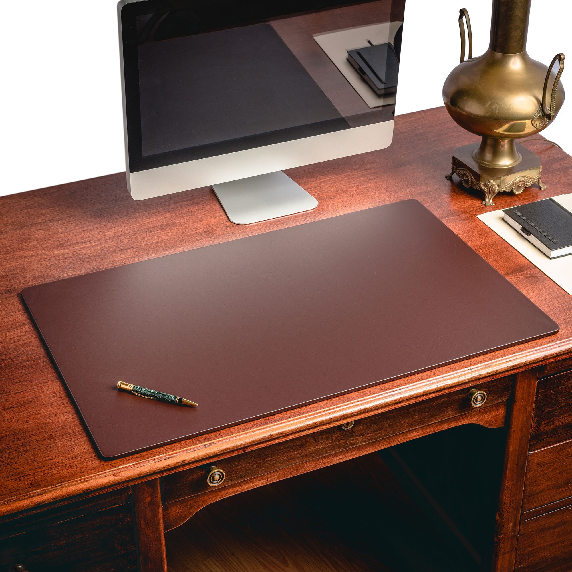 Chocolate Brown Leatherette 34" x 20" Desk Mat without Rails