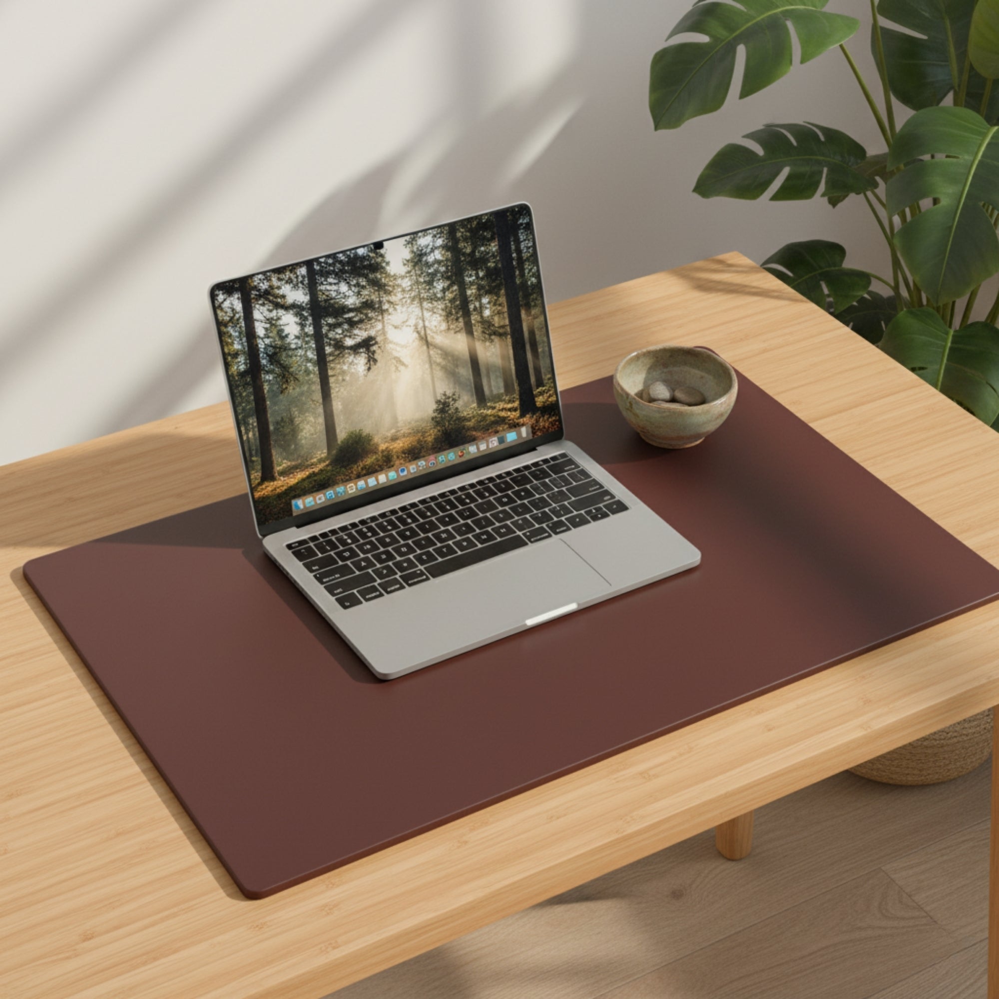Chocolate Brown Leatherette 34" x 20" Desk Mat without Rails