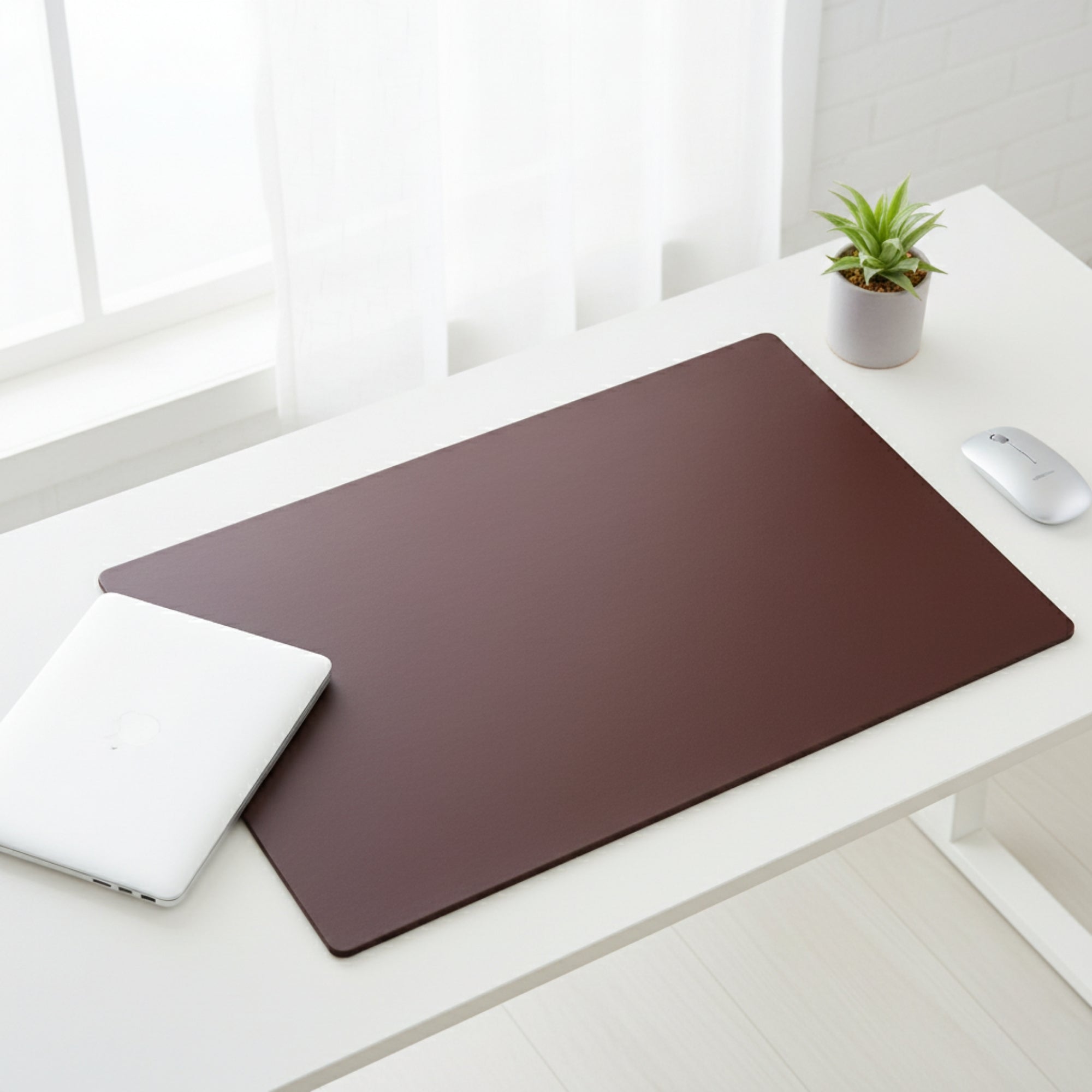 Chocolate Brown Leatherette 34" x 20" Desk Mat without Rails