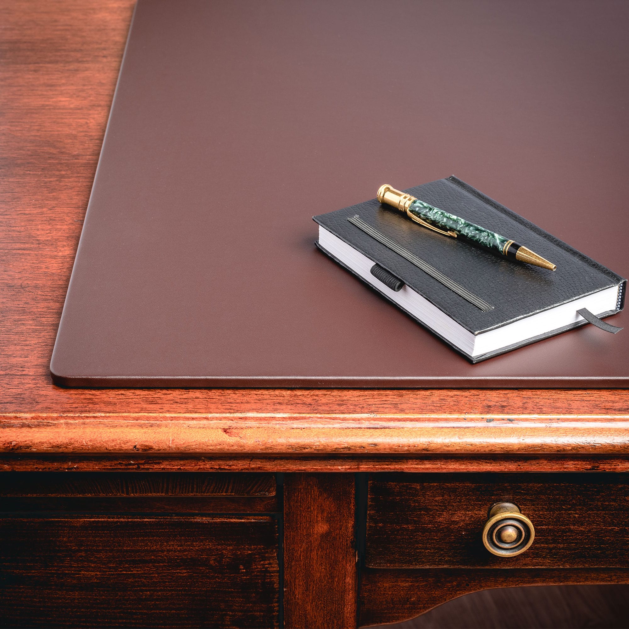 Chocolate Brown Leatherette 34" x 20" Desk Mat without Rails