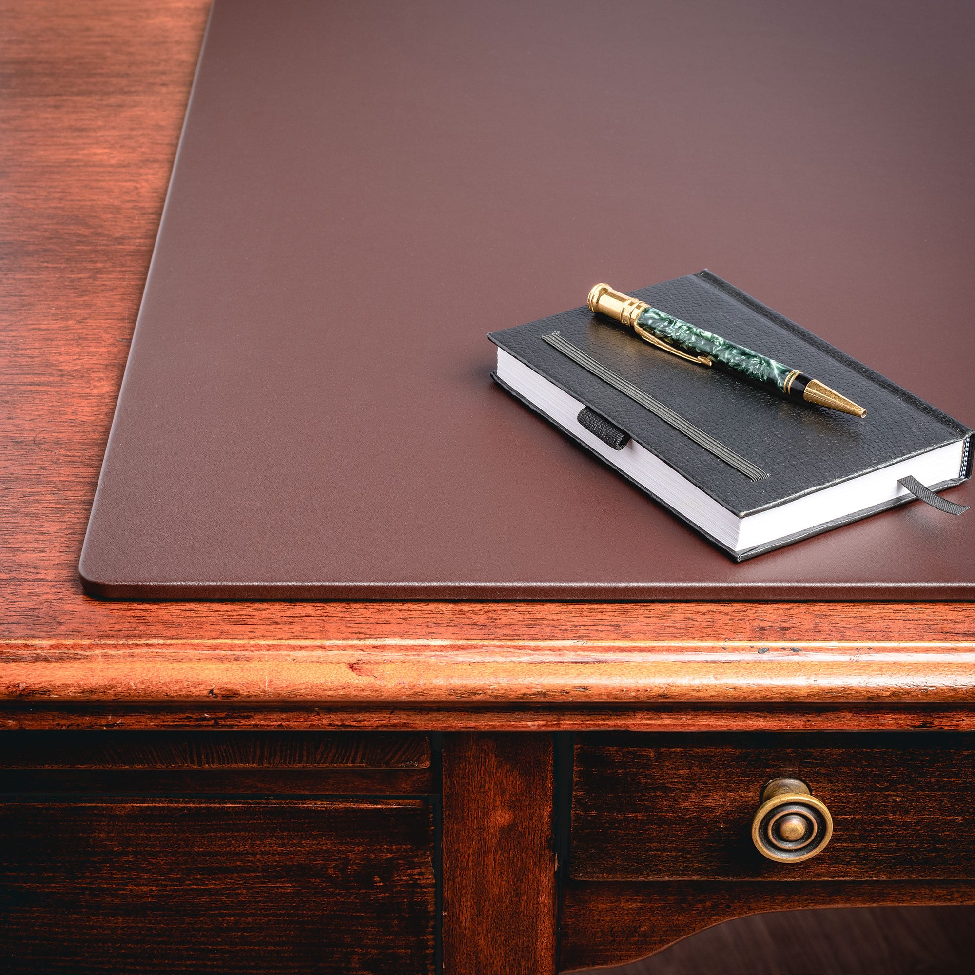 Chocolate Brown Leatherette 30" x 19" Desk Mat without Rails