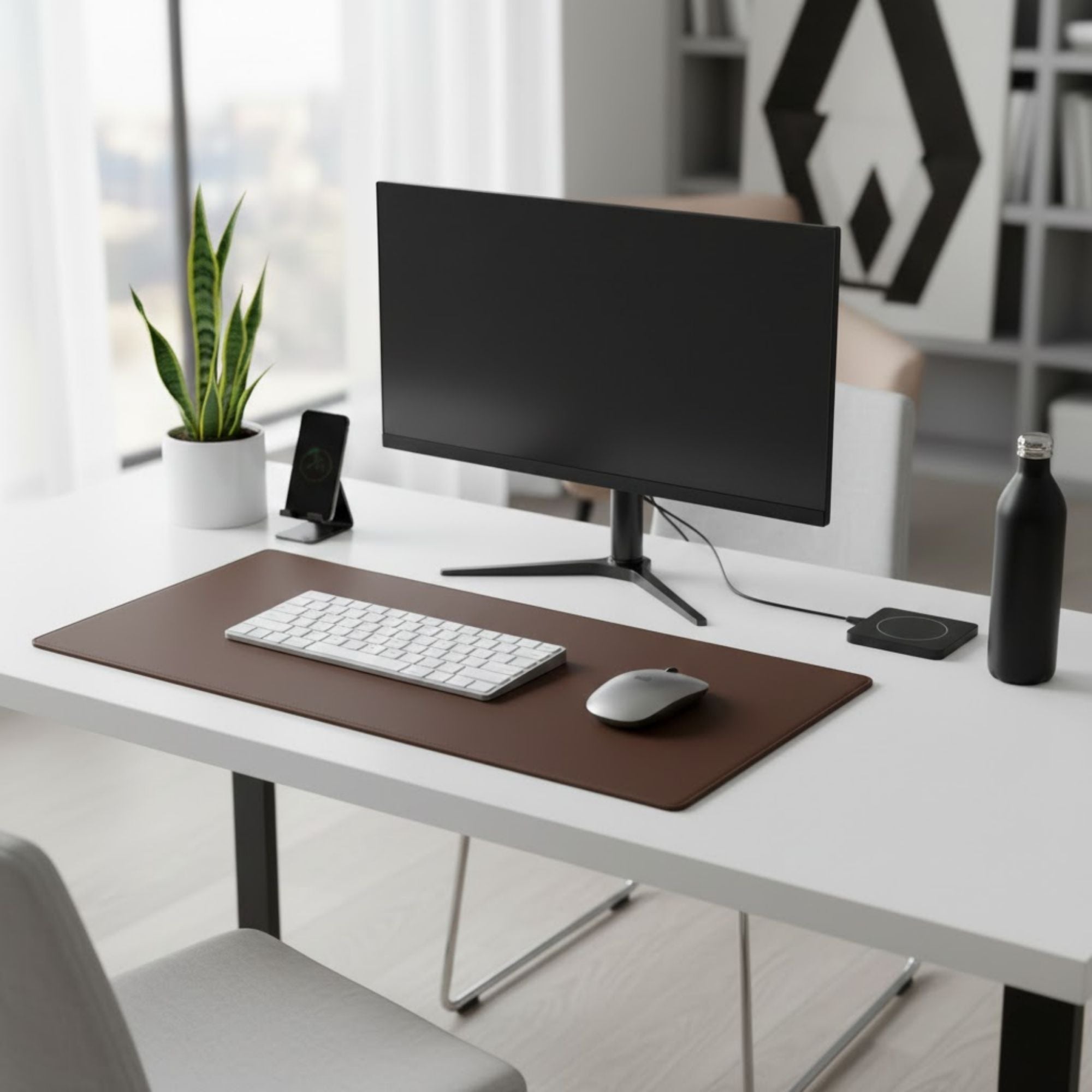 Chocolate Brown Leather 30" x 12.5" Keyboard/Mouse Desk Mat