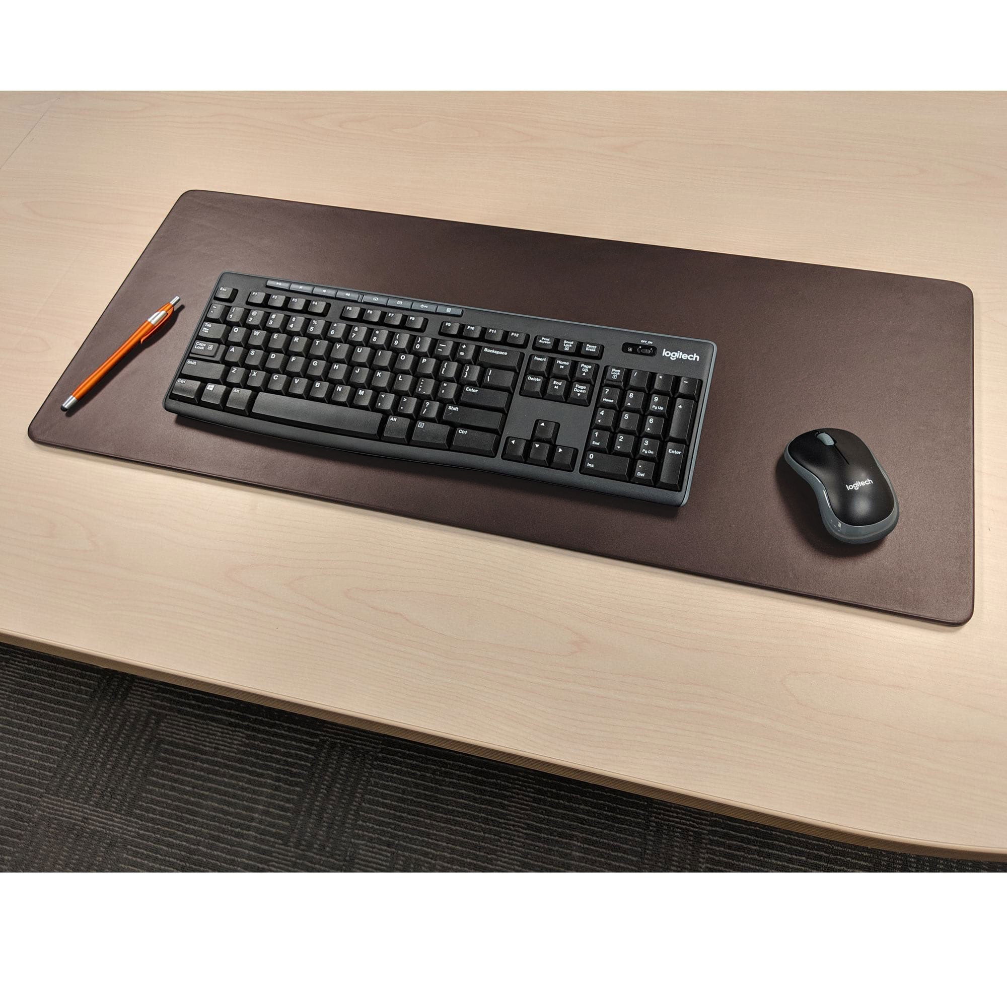 Chocolate Brown Leather 30" x 12.5" Keyboard/Mouse Desk Mat