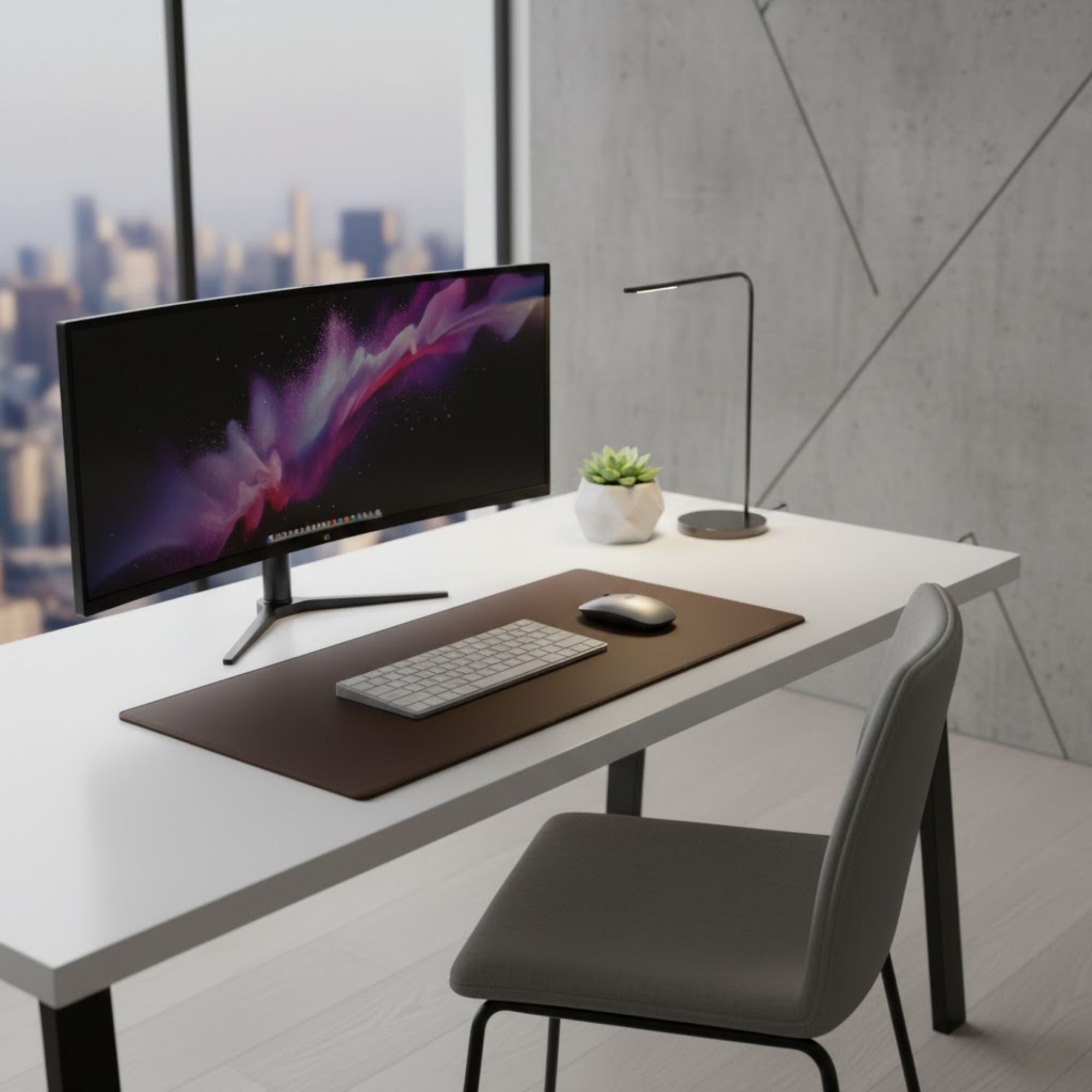 Chocolate Brown Leather 30" x 12.5" Keyboard/Mouse Desk Mat